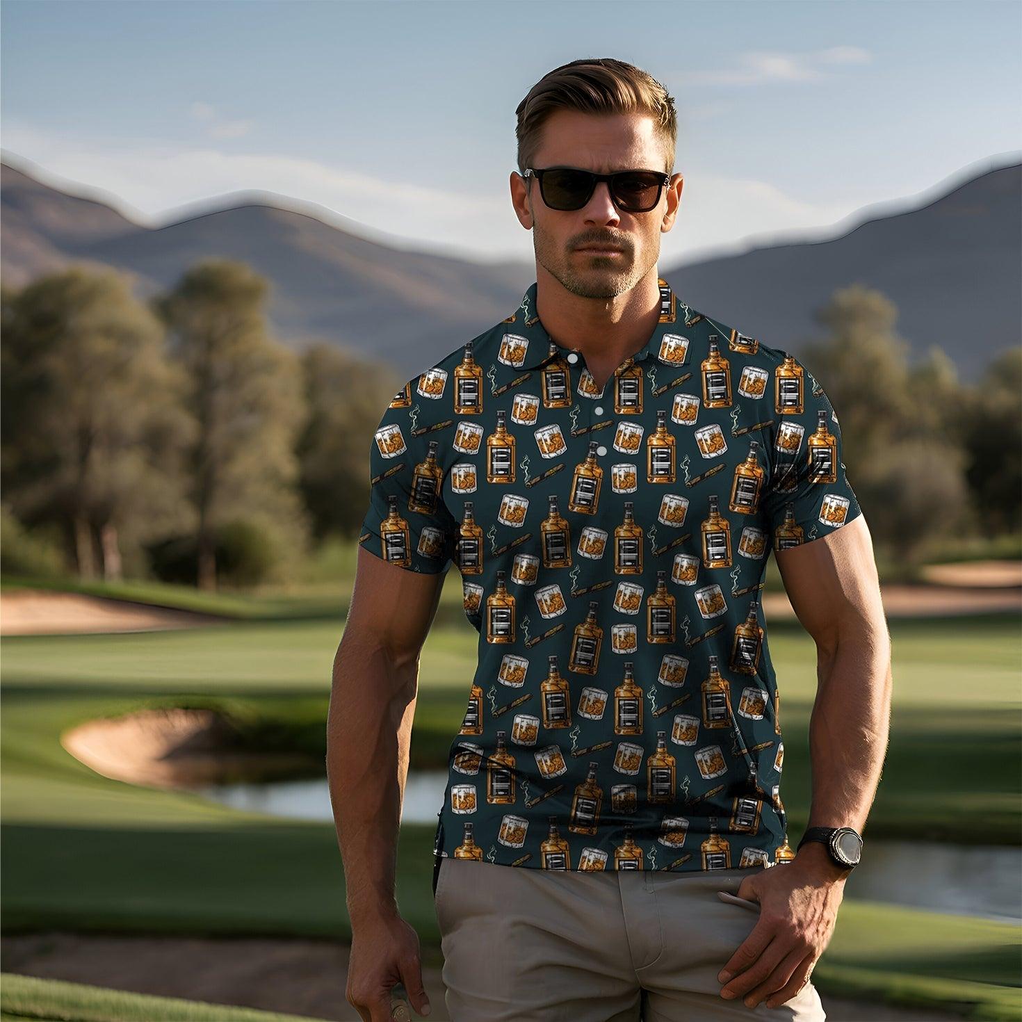 Men Whiskey cigars Golf Party All Bodies Golf Polo