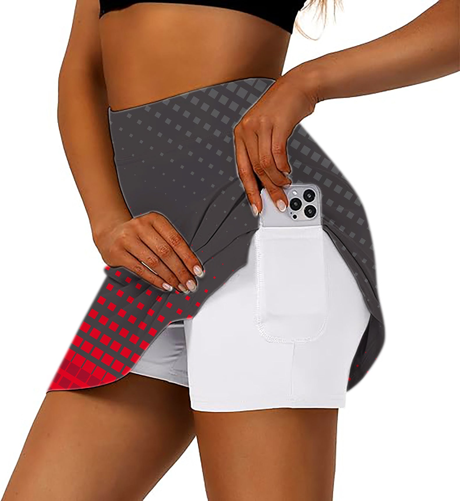 Women's black red sport Team Golf Skirts Inner Shorts Pocket