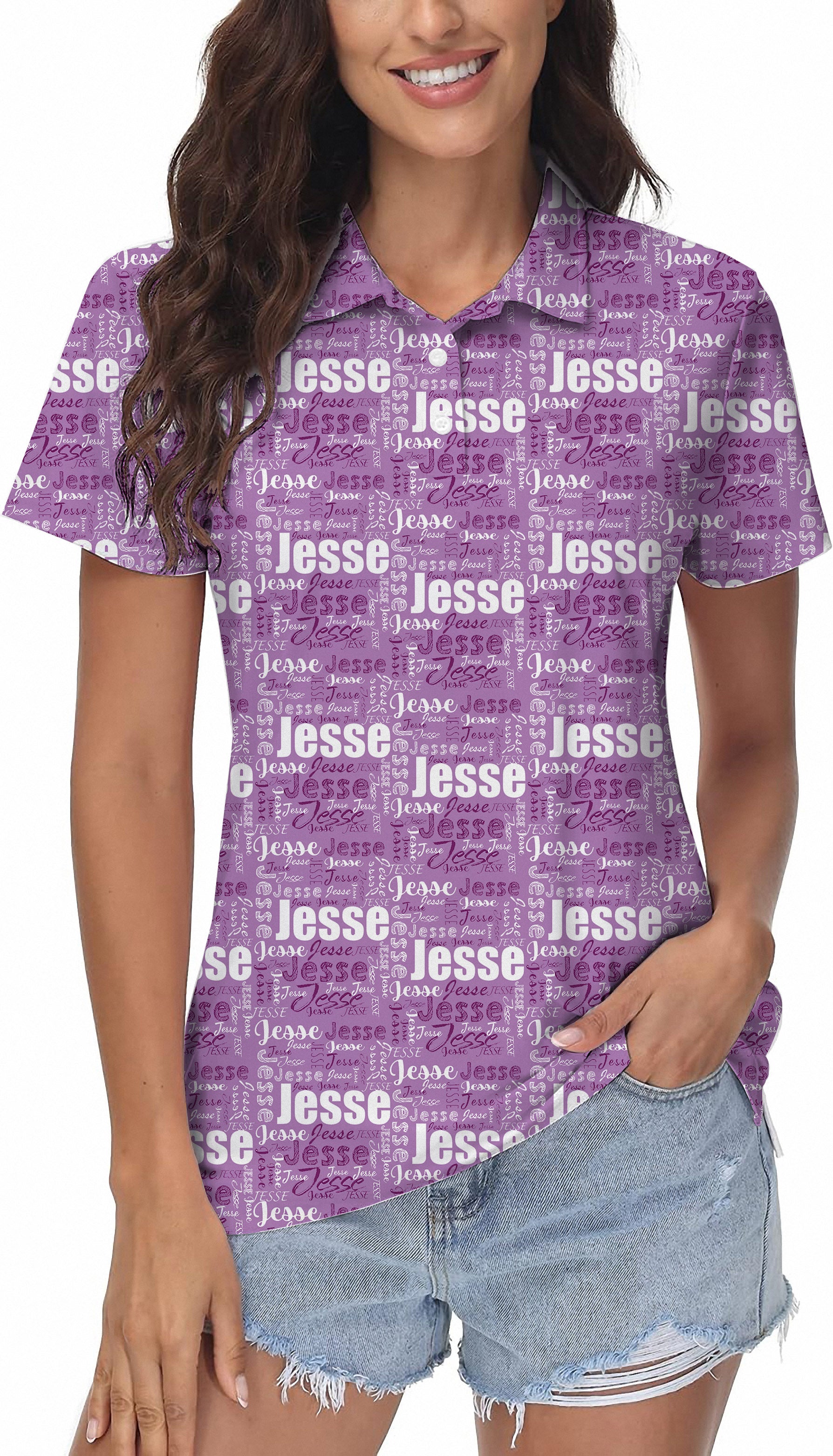 Custom name amethyst Women's Golf Polo