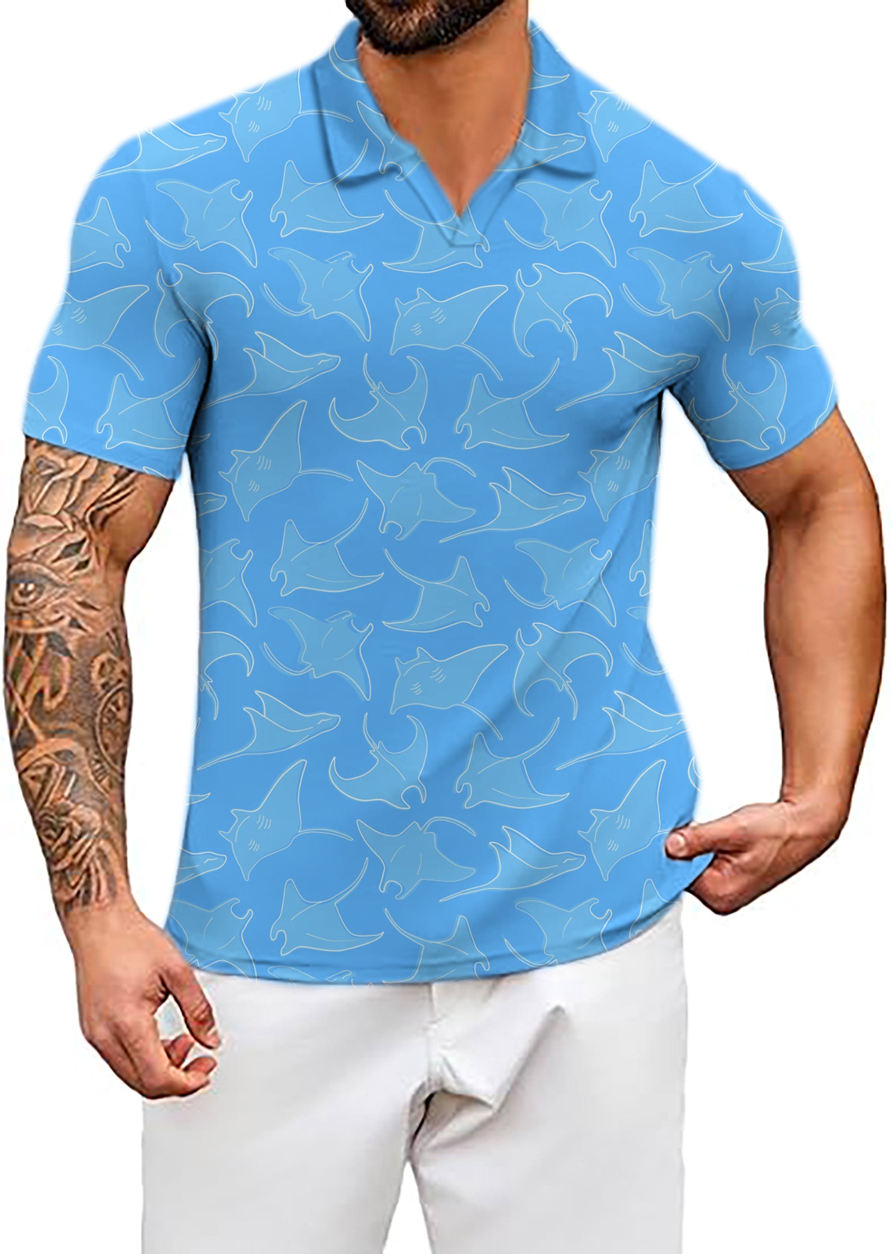 Men's Ocean Rays V Neck Golf Polo Shirts