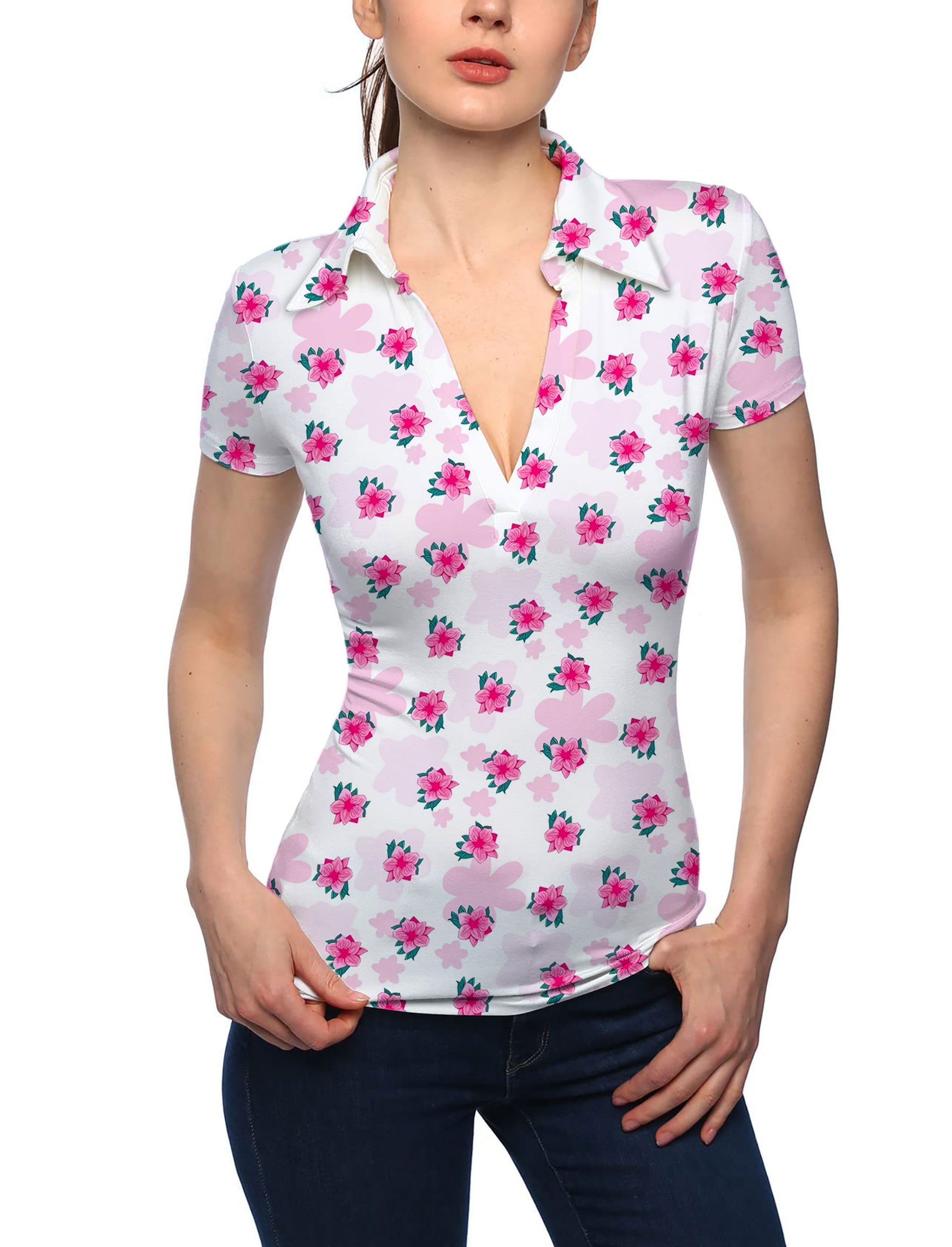 Women's Azalea Elegance V Neck Golf Polo