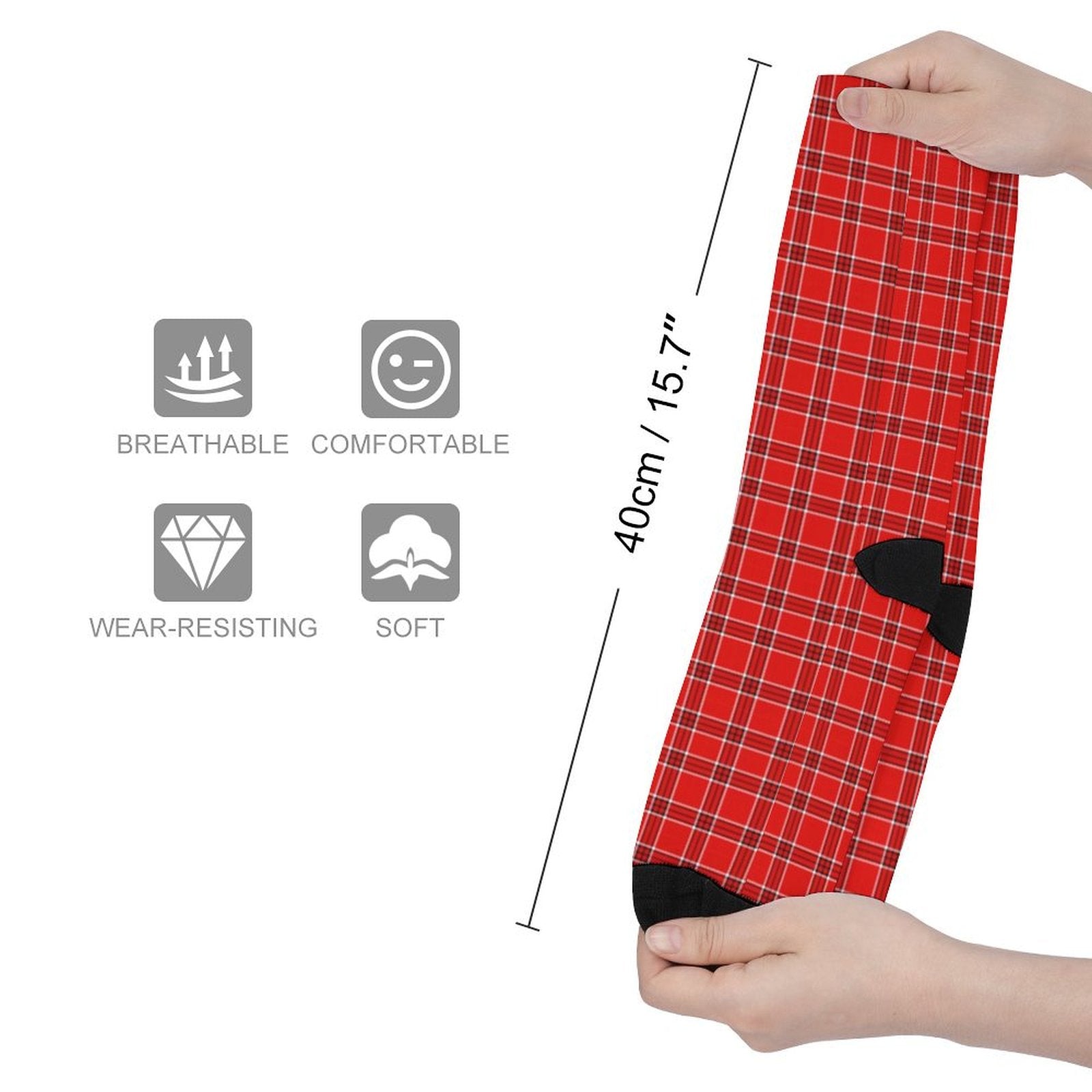 Red grid Prined socks Gifts for Men Women