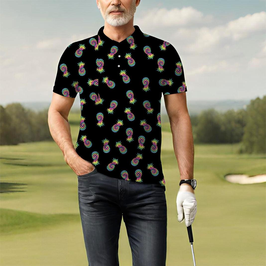 Men's golf polo Colored Pineapple