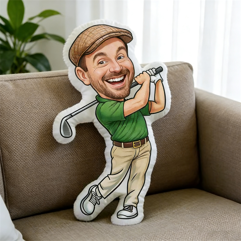 Custom Photo Face Pillow Play Golf Face Picture New Pillow Doll Face Shaped Pillow Golf Gift for Living Room