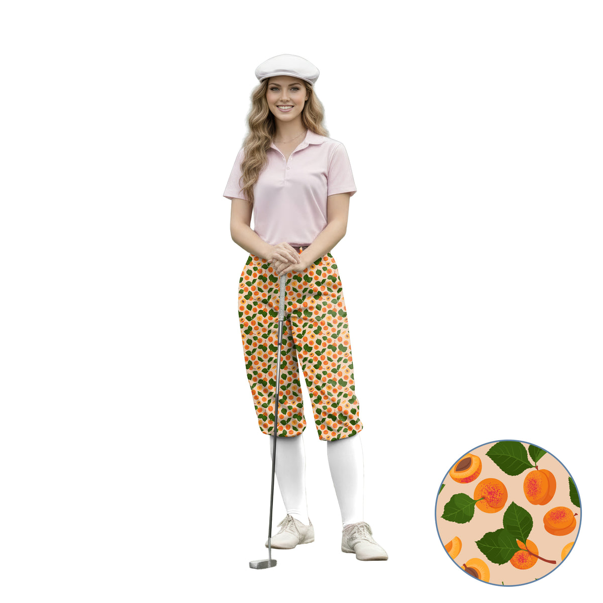 Personalize And Add To Cart Men's Peach leaves Polo Womens Golf Knickers Pants
