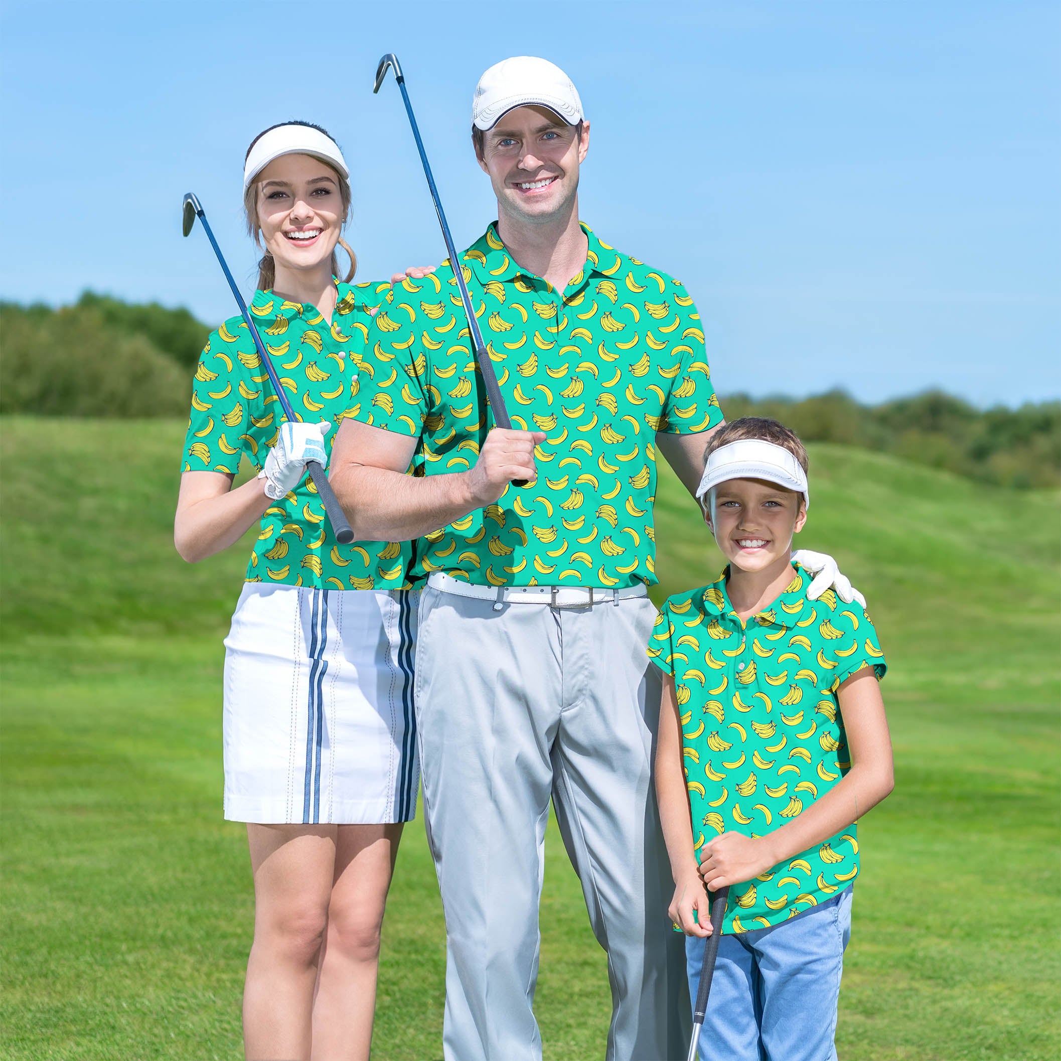 Golf Polo Couple Family set Banana Summer