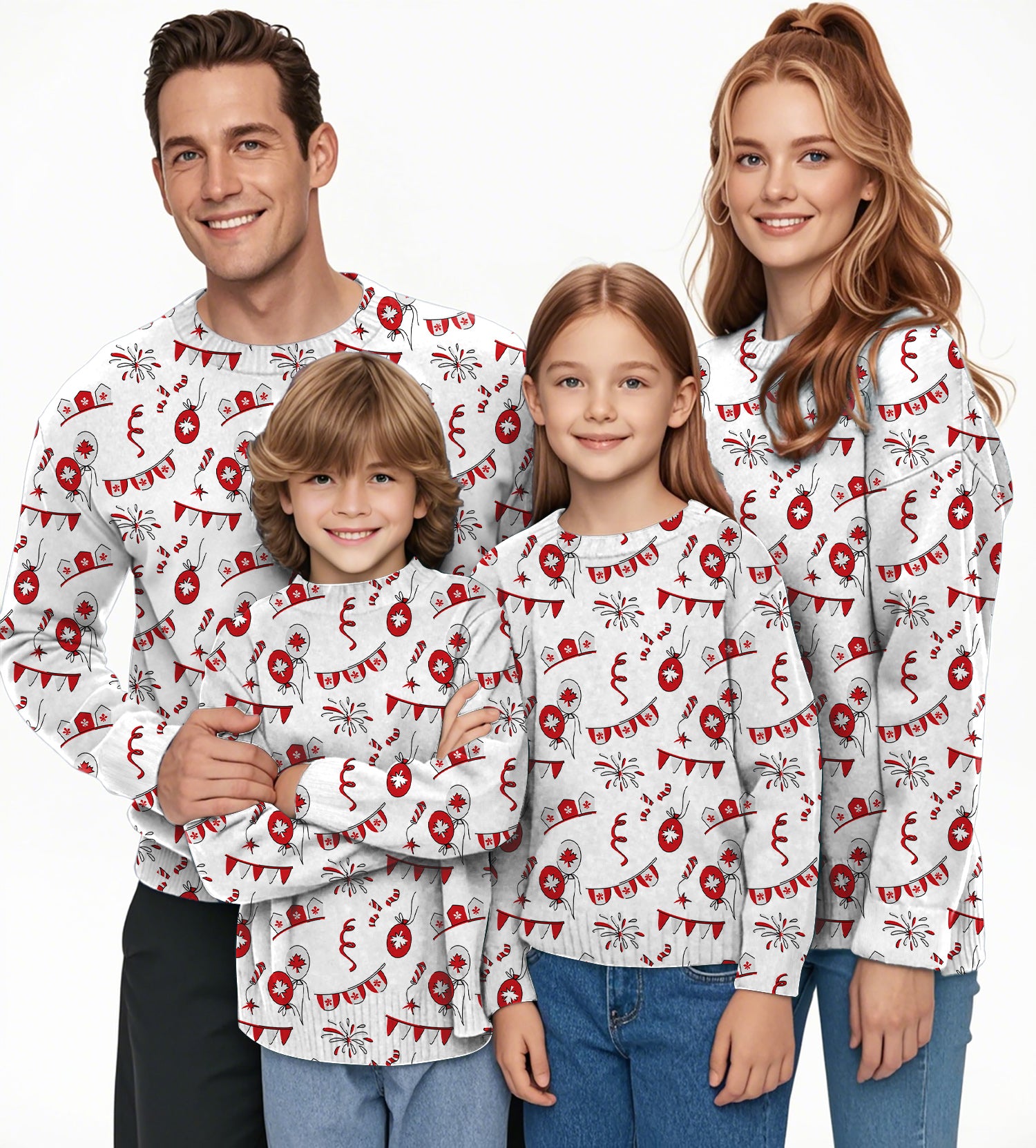 Canadian Flag Celebration Crewneck Pullover Ugly Sweater Men Women boy girl family