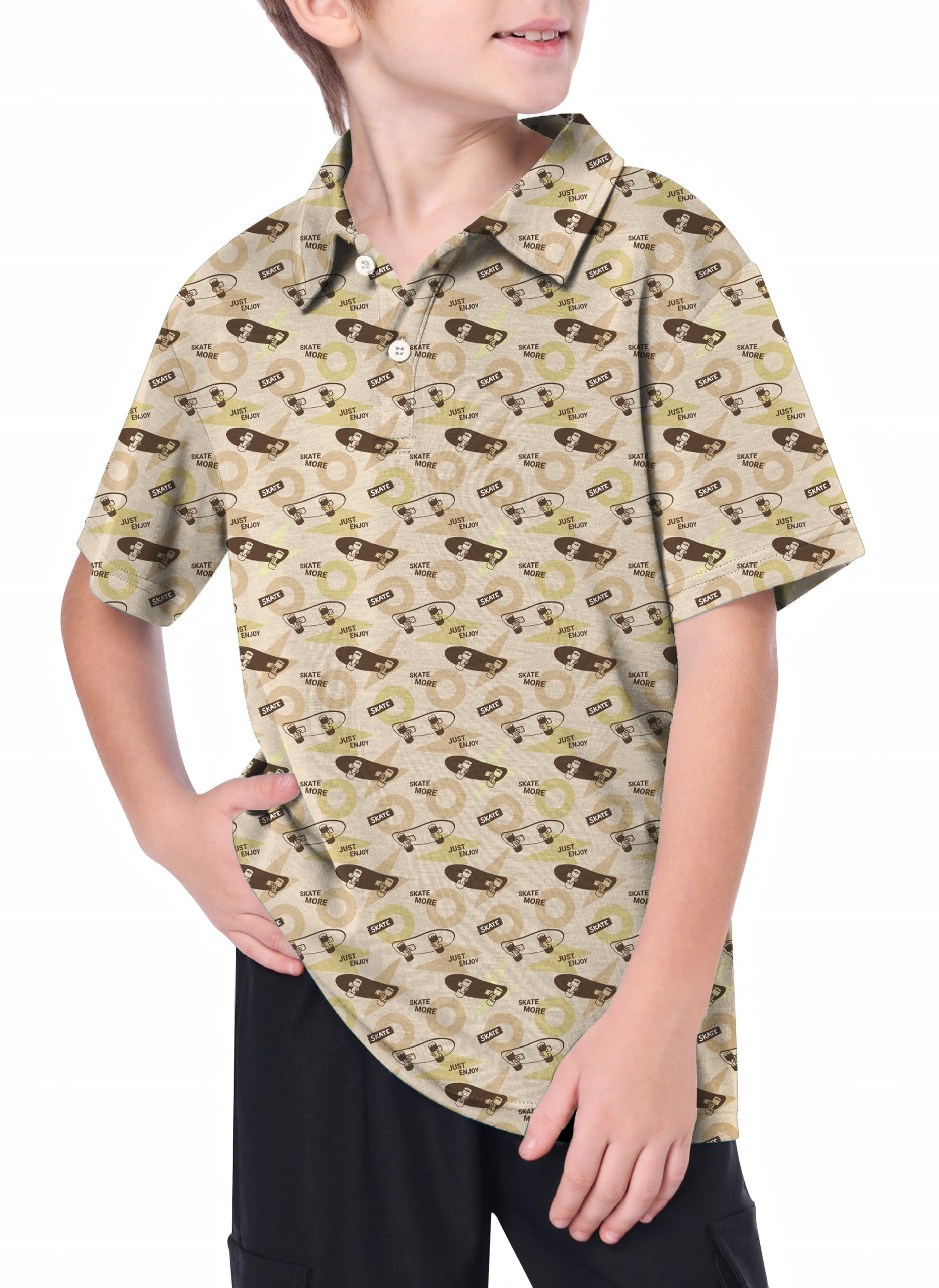 Youth Khaki Skate More Golf Polo