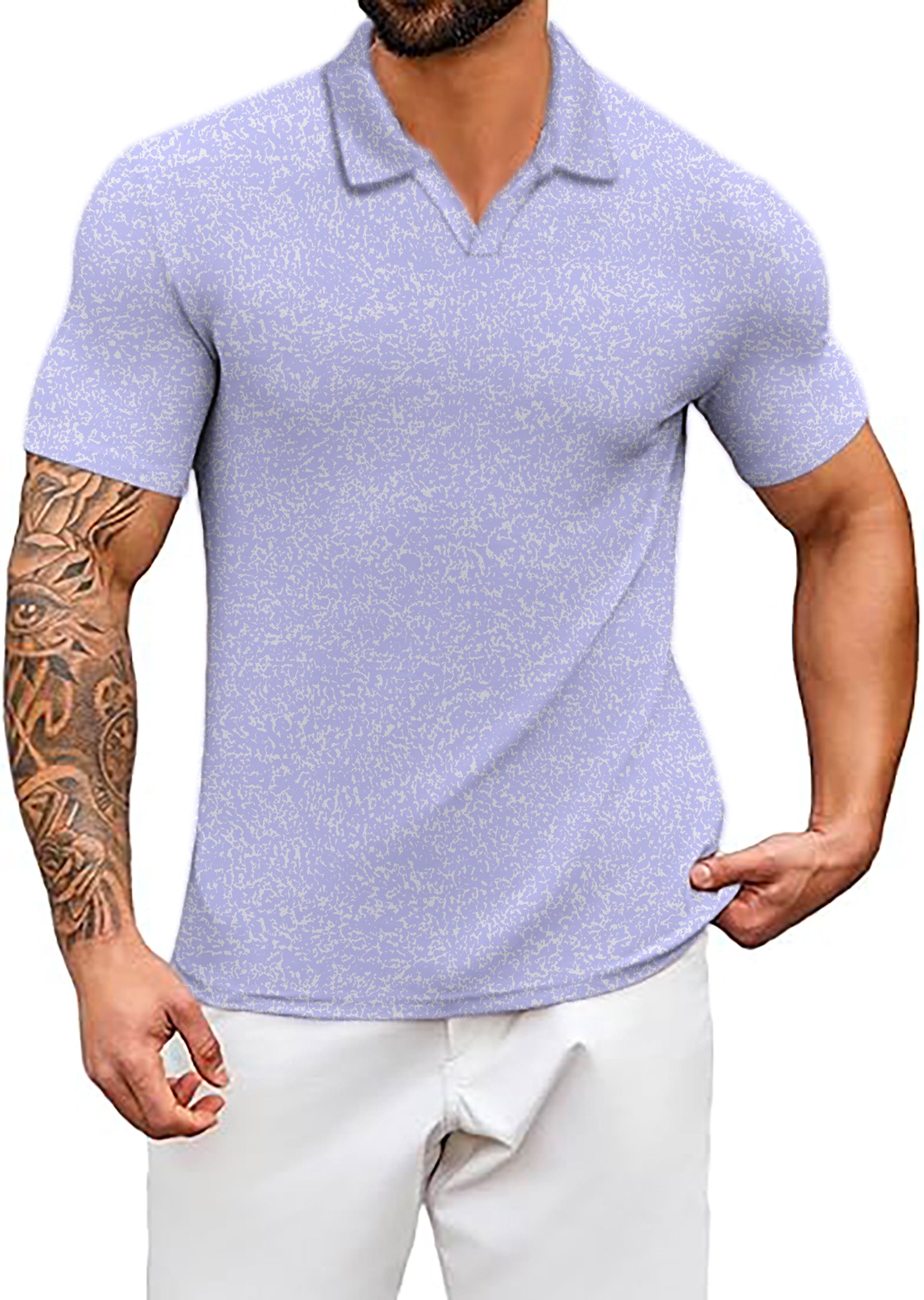 Men's Lavender Links V Neck Golf Polo Shirts