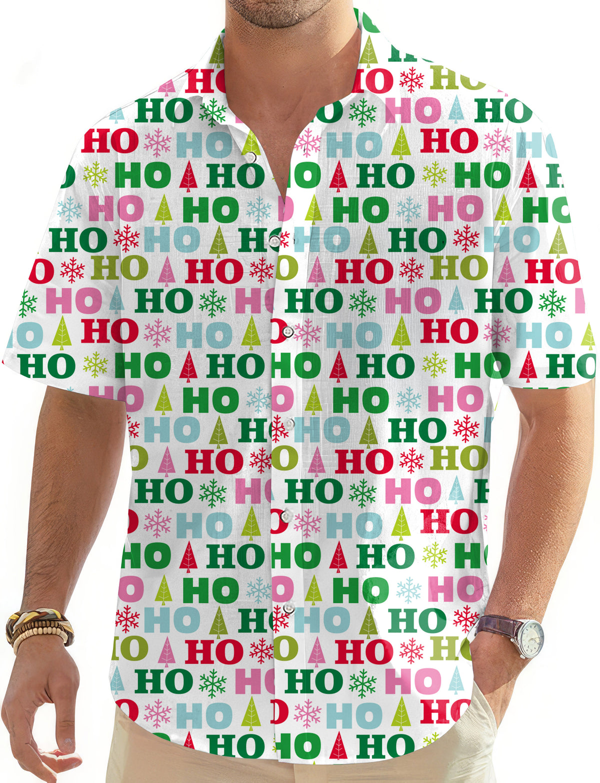 Christmas HO Men's Golf Hawaiian Shirts Button Down Shirt