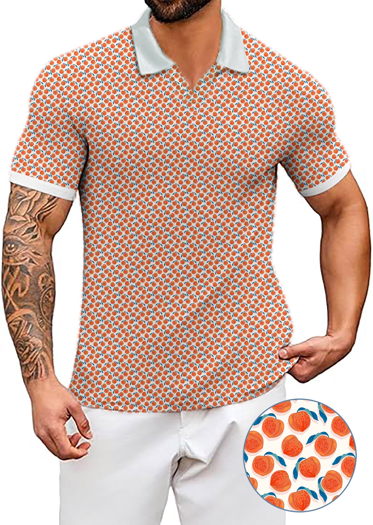 Men's momo peach V Neck Golf Polo Shirts