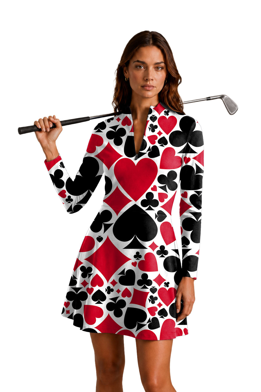 Poker Women's Golf Long Sleeve Zipper Dresses Comes with separate matching shorts