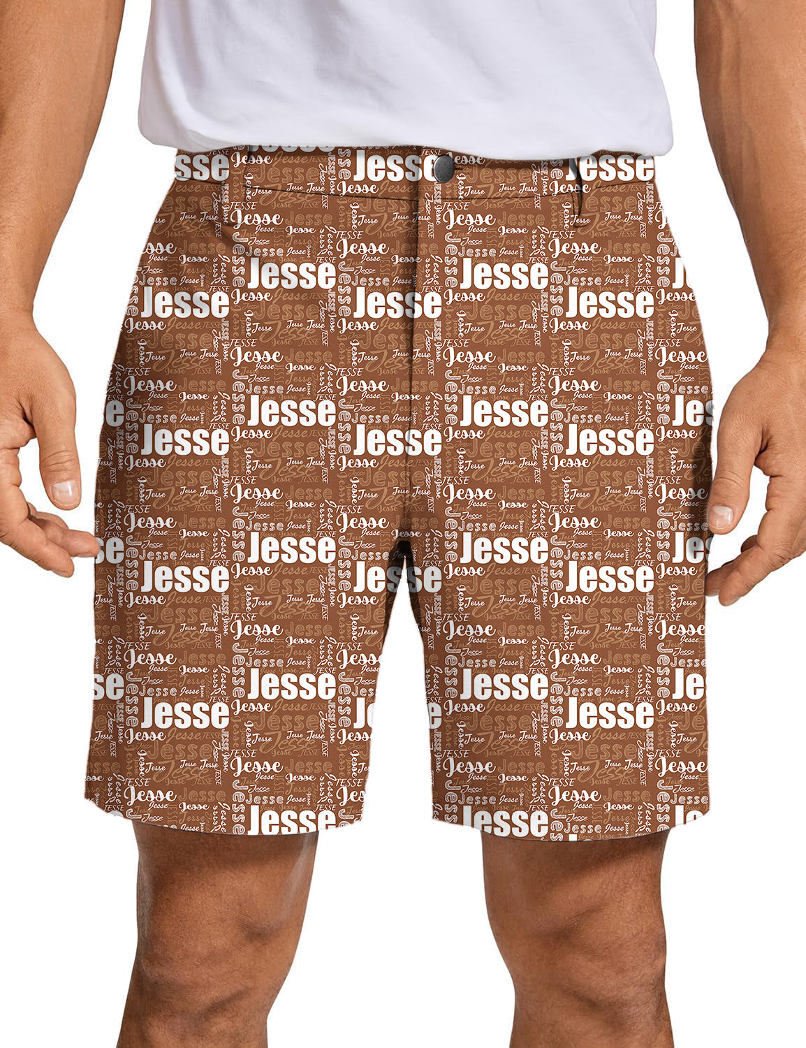 Men Custom name brown Golf Shorts