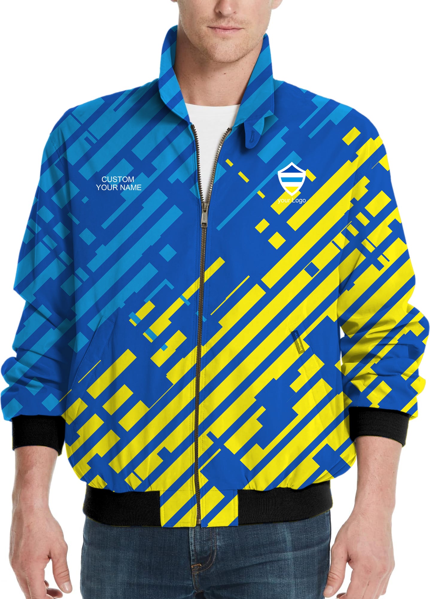 blue yellow sport Team-Men's Golf Windbreaker Light Jacket