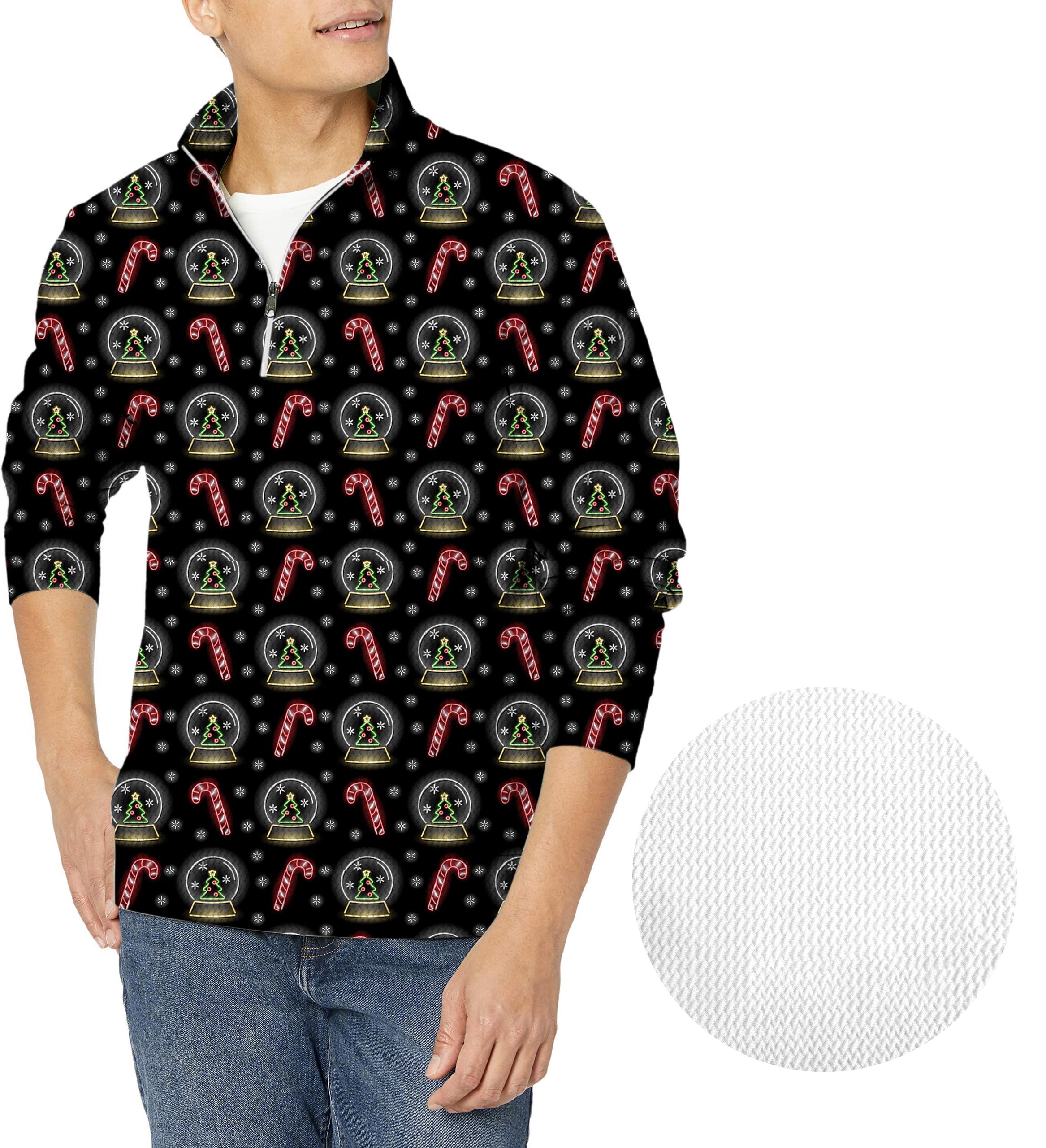 Neon Candy Canes-Men's Golf Waffle Zipper Pullover
