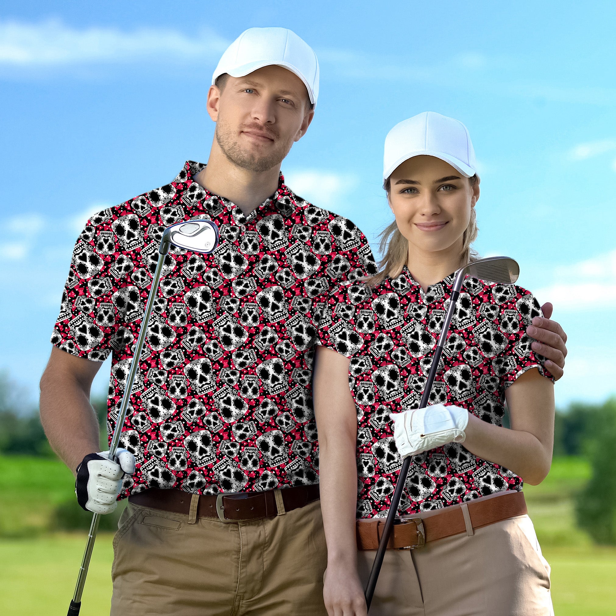 Couple Sugar Skull Pattern set Golf Championship Trophy tournament