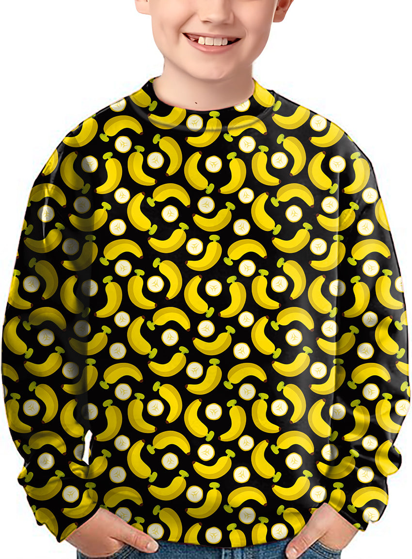 Halloween Bananas And Banana Peels Crewneck Pullover Kids Ugly Sweater
