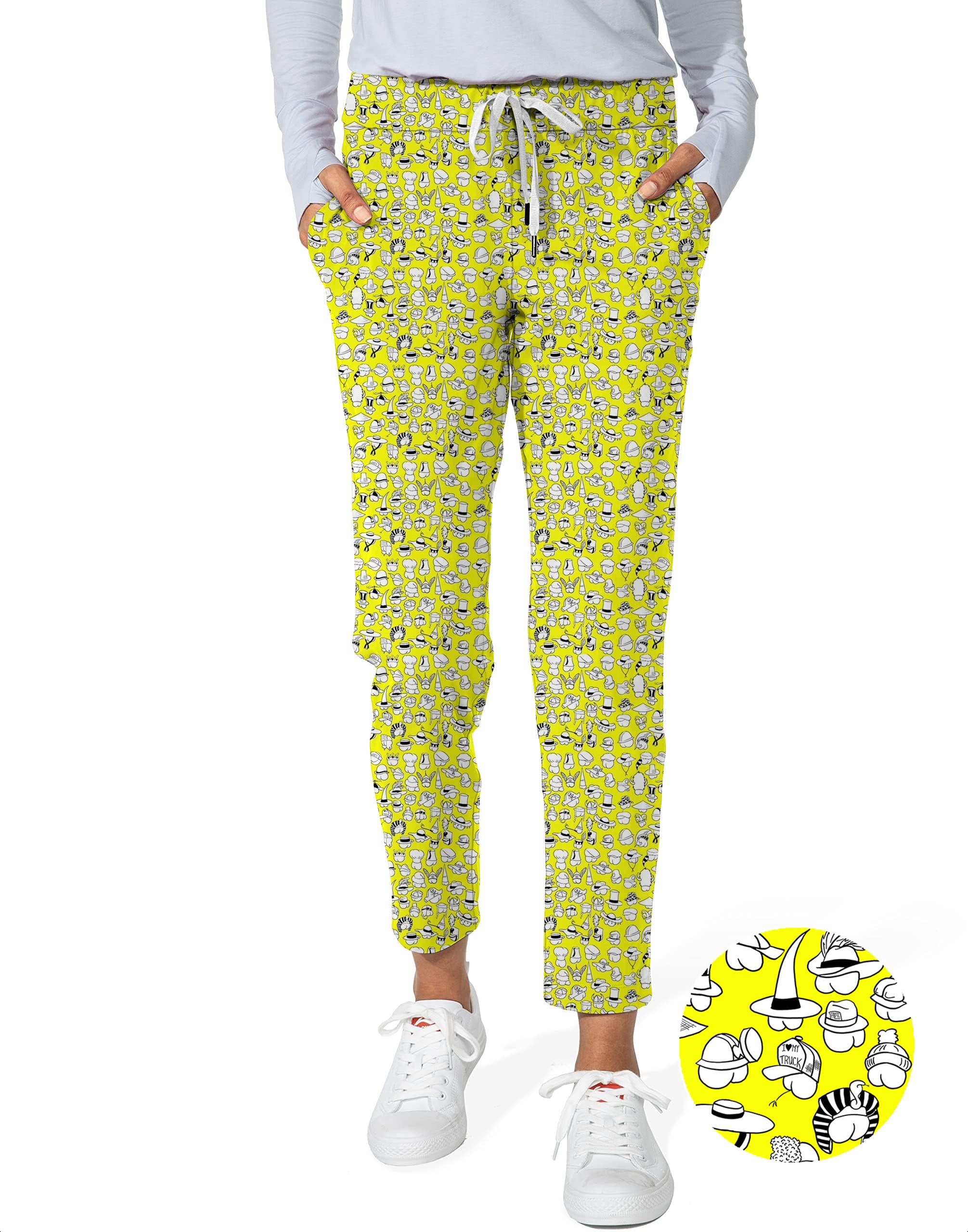 Yellow Versatile Hips Designer style Women's 7/8 Stretch Ankle Golf Pants