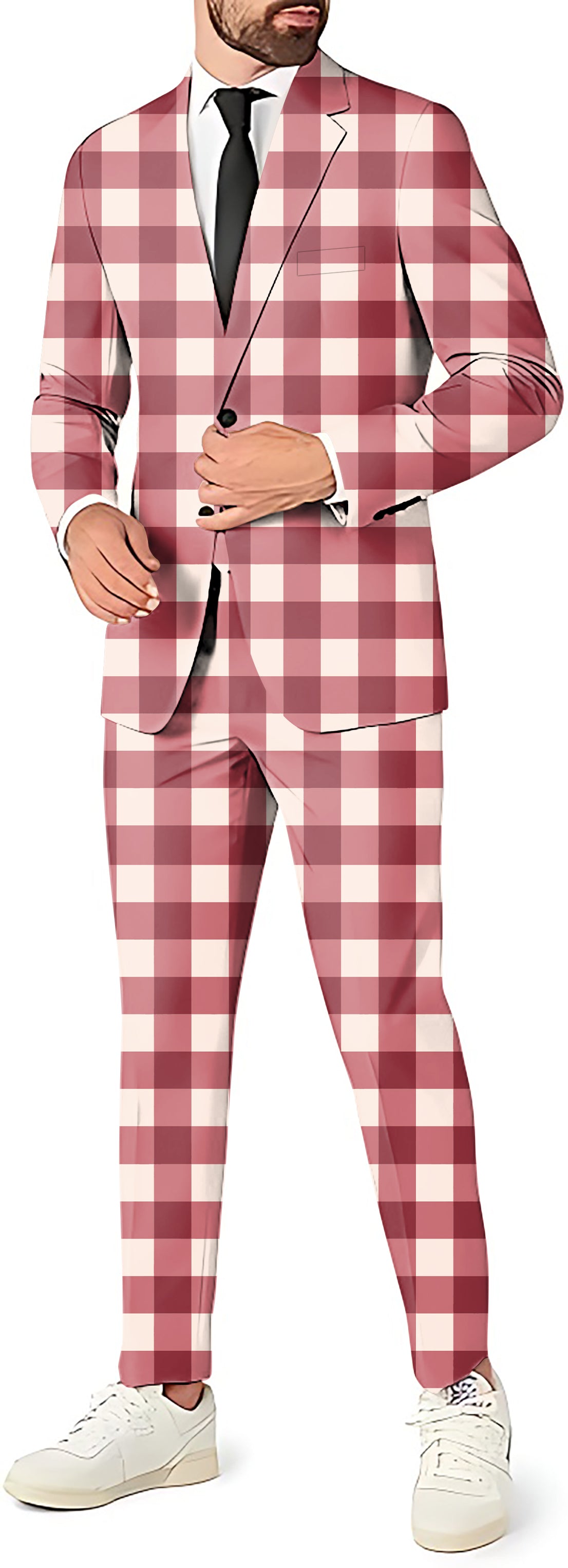 Christmas red checkerboard Men's Party Costumes-Theme Party 2 or 3pcs Suit set-Blazer Pants & Vest
