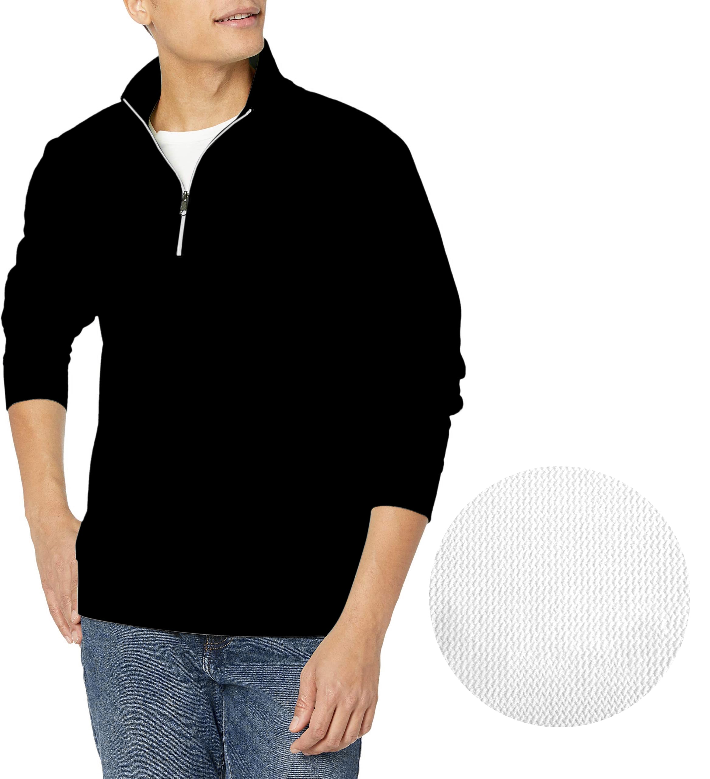 pure Black-Men's Golf Waffle Zipper Pullover