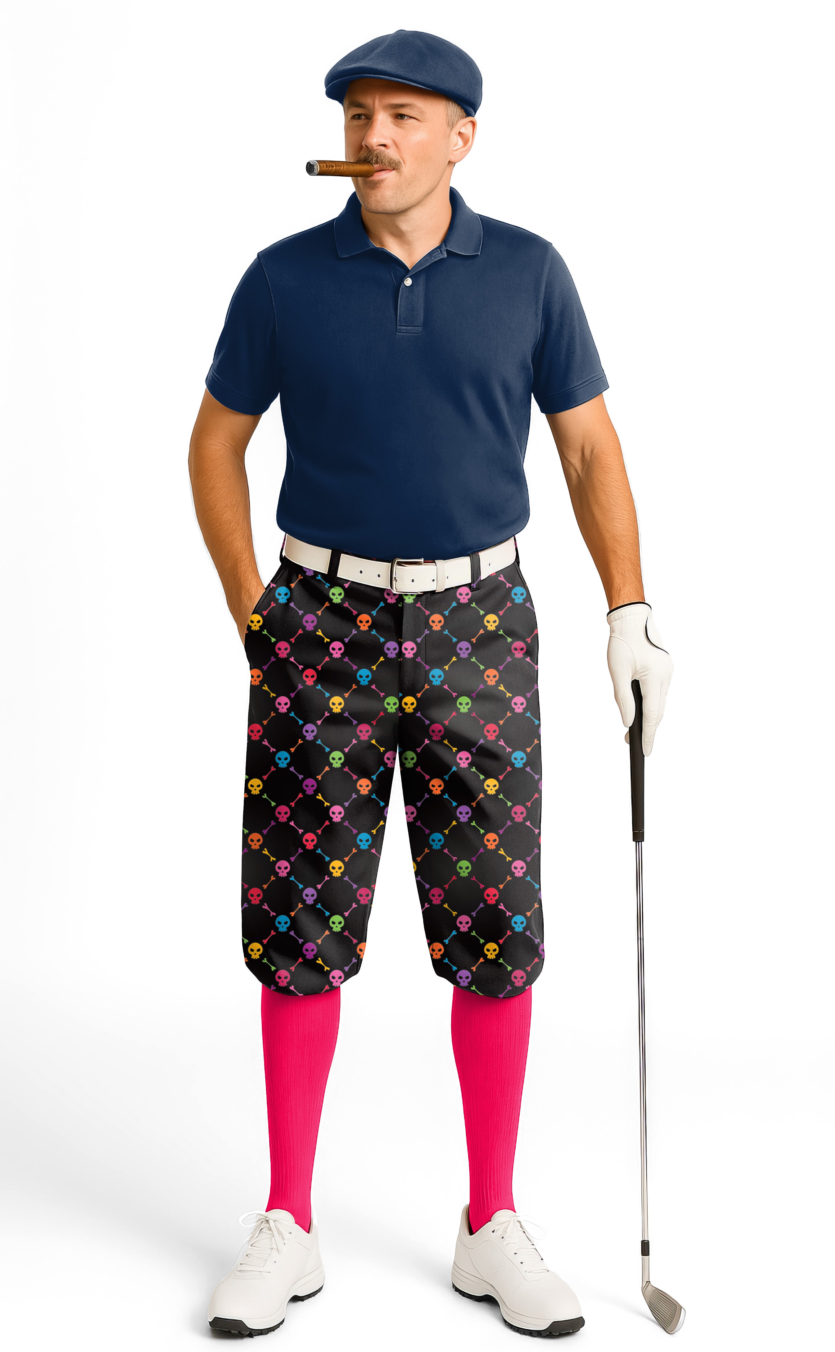 Halloween Colors Skull Bonesr Men's Golf Knickers Pants