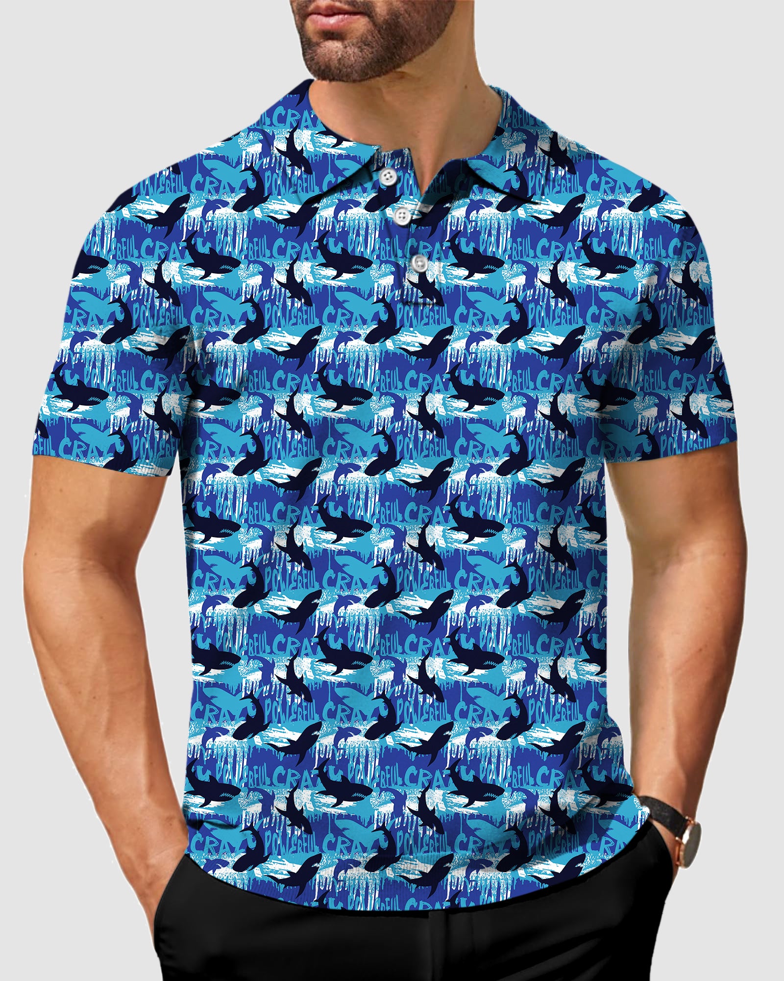 Men's blue shark Polo