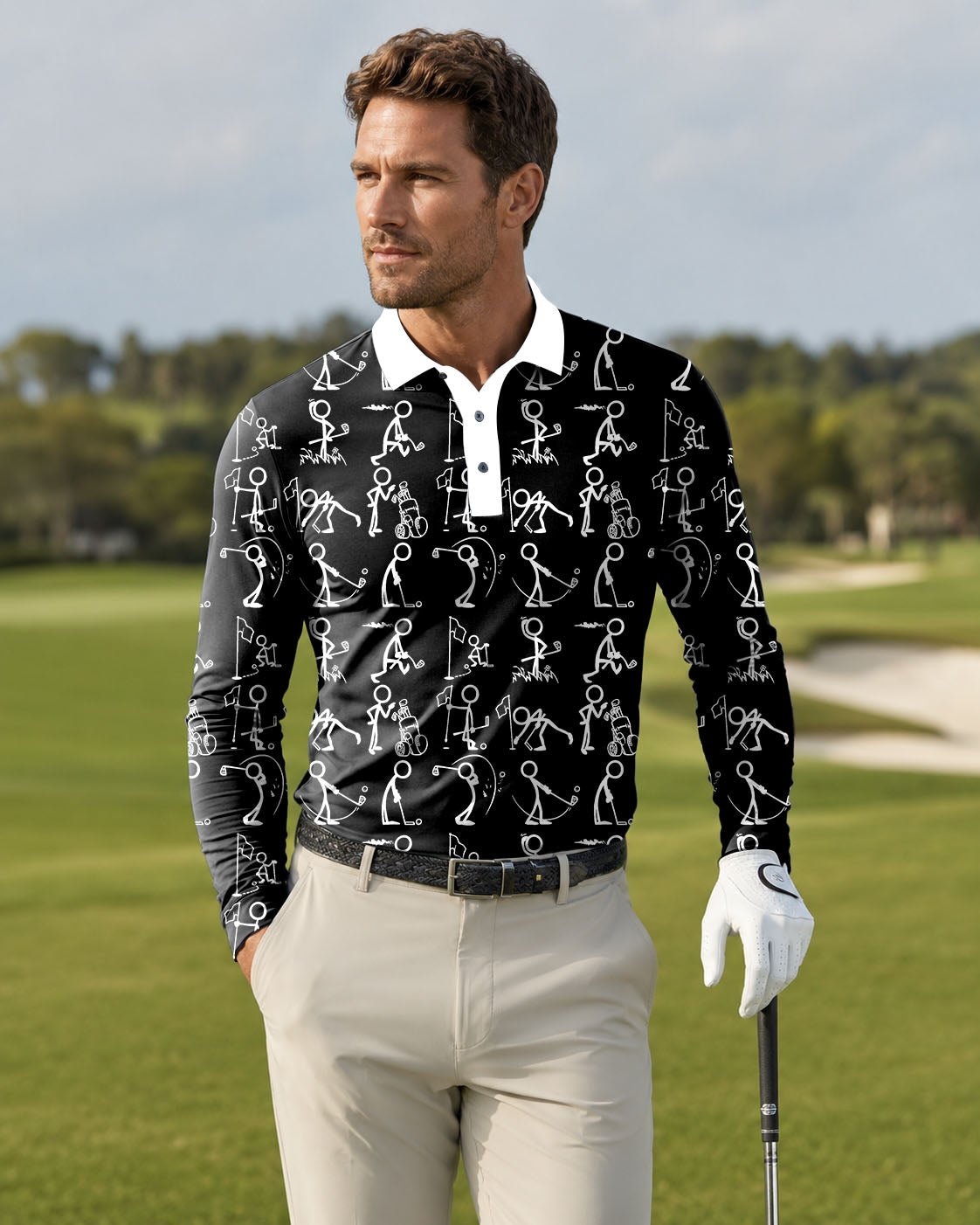Men's play golf Long-sleeved Polo