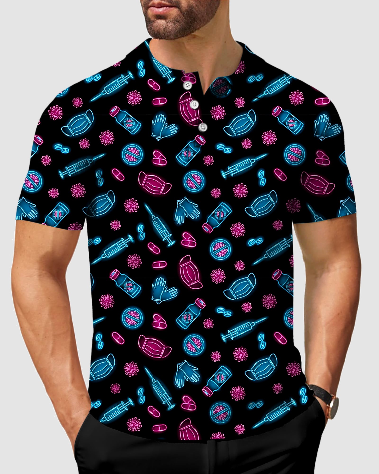 men's golf Neon Nurse polo