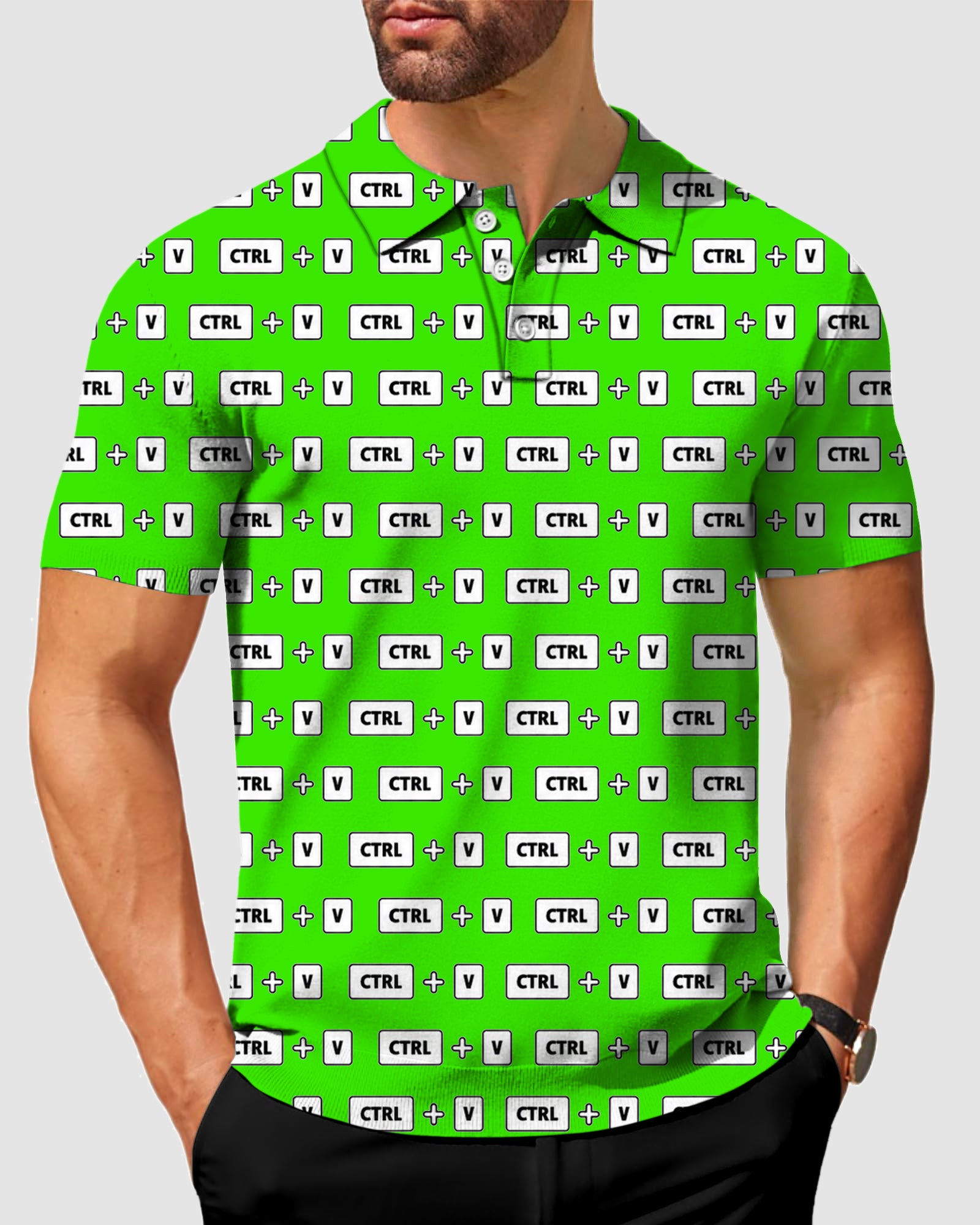 Men's CtrlV green Designer style Sam’s Weird Studio Polo Sam’s Weird Studio
