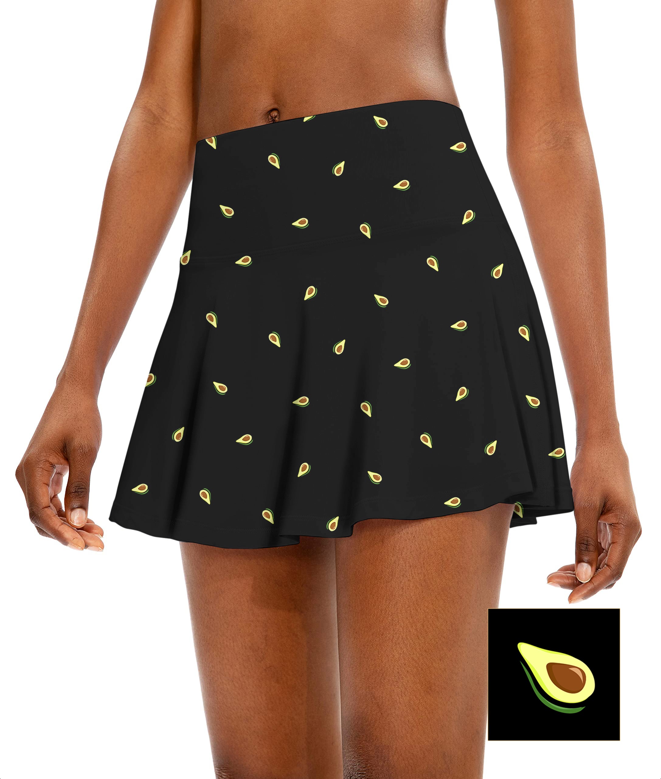 Avocado Custom The Background Color Women's Athletic Golf Skorts Flared Skirts