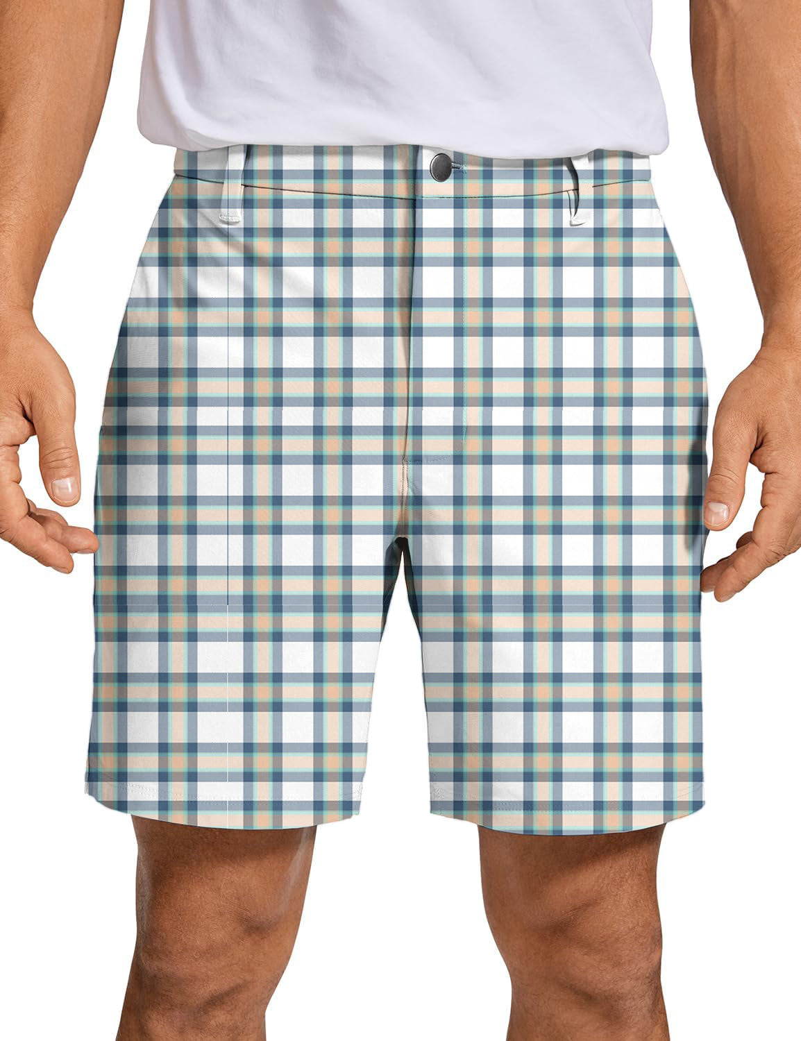 Men's grey grid Golf Shorts