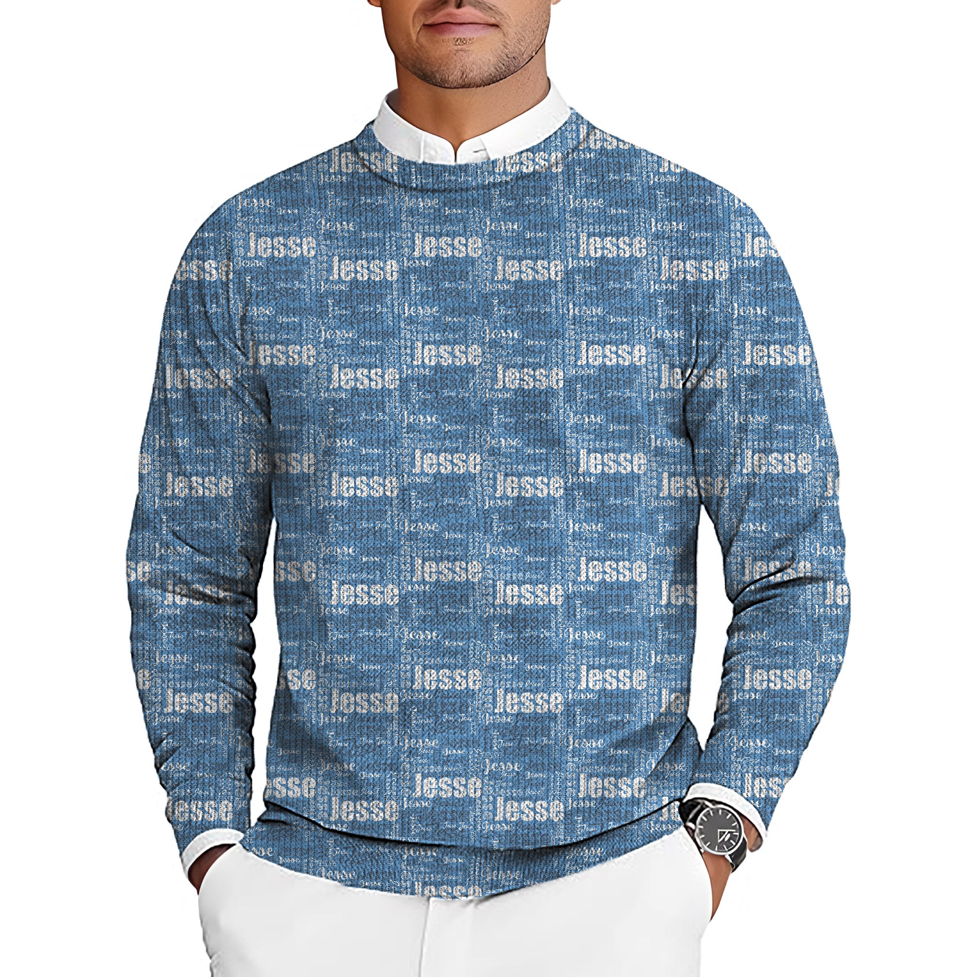 Custom name Iris Men's Golf Crewneck Pullover Sweaters Ugly Sweater