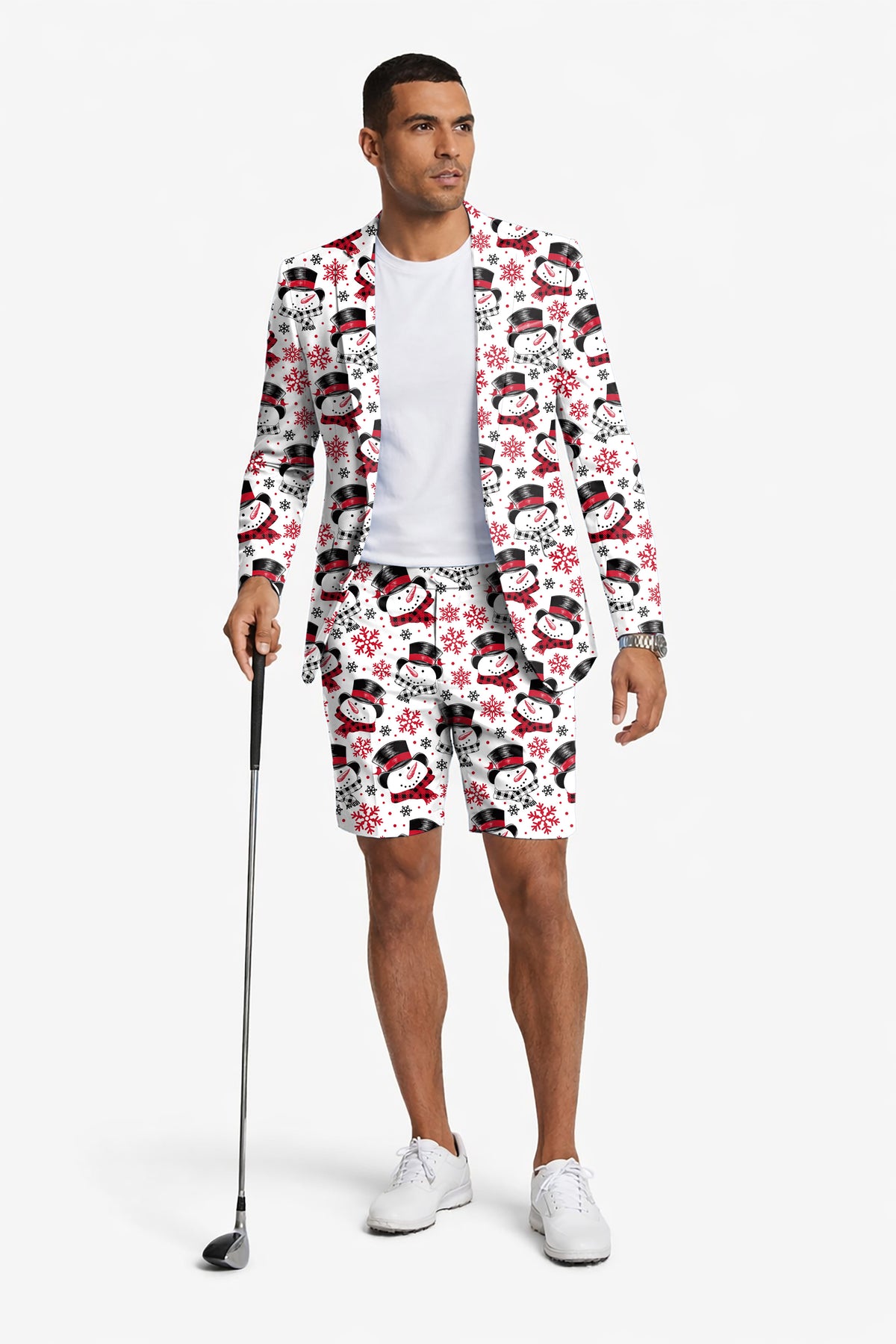 Christmas Snowman Men's Party Costumes-Theme Party 2pcs Suit set-Blazer Shorts