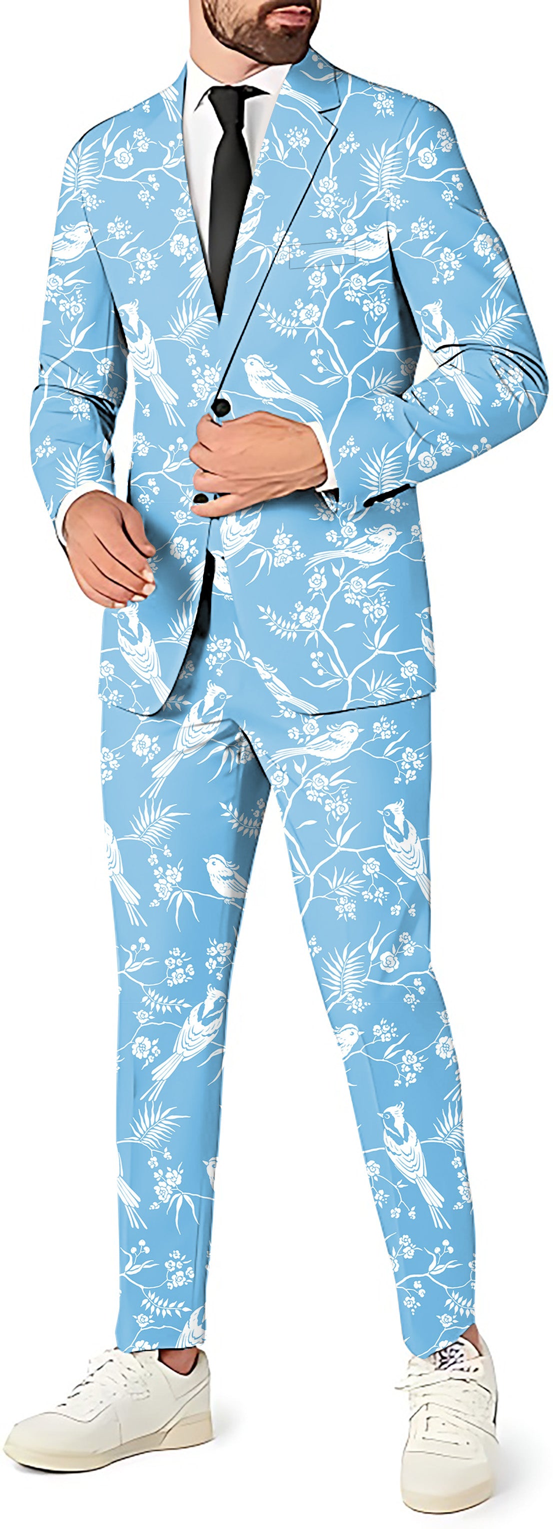 Blooming Branches Trees and Birds Men's Party Costumes-Theme Party 2 or 3pcs Suit set-Blazer Pants & Vest