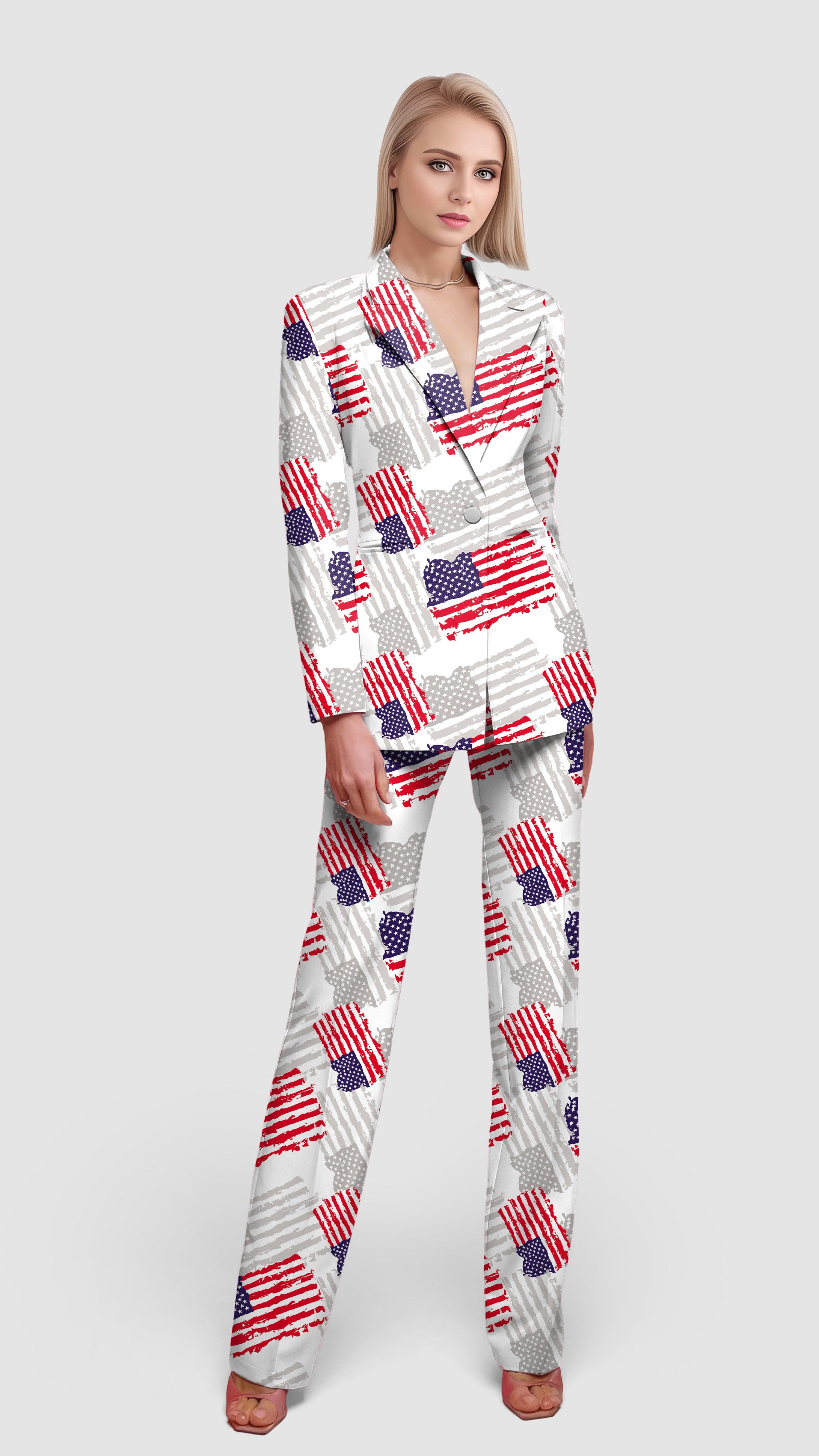 American Fight-Women's Blazer Casual Work Office Blazer Suit set