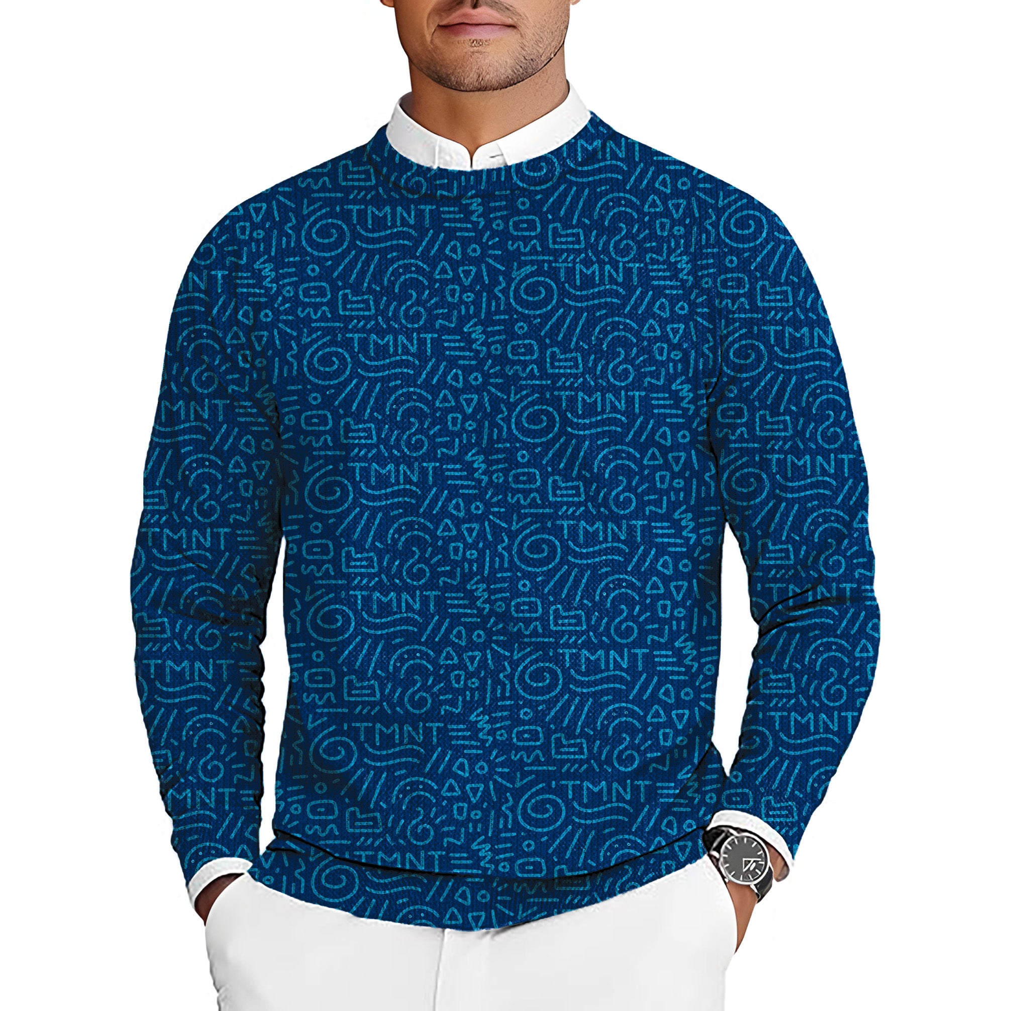 Blue Doodle Men's Golf Crewneck Pullover Sweaters Ugly Sweater