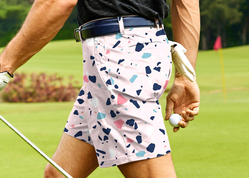 Men Pink Paint Splatter Golf Shorts