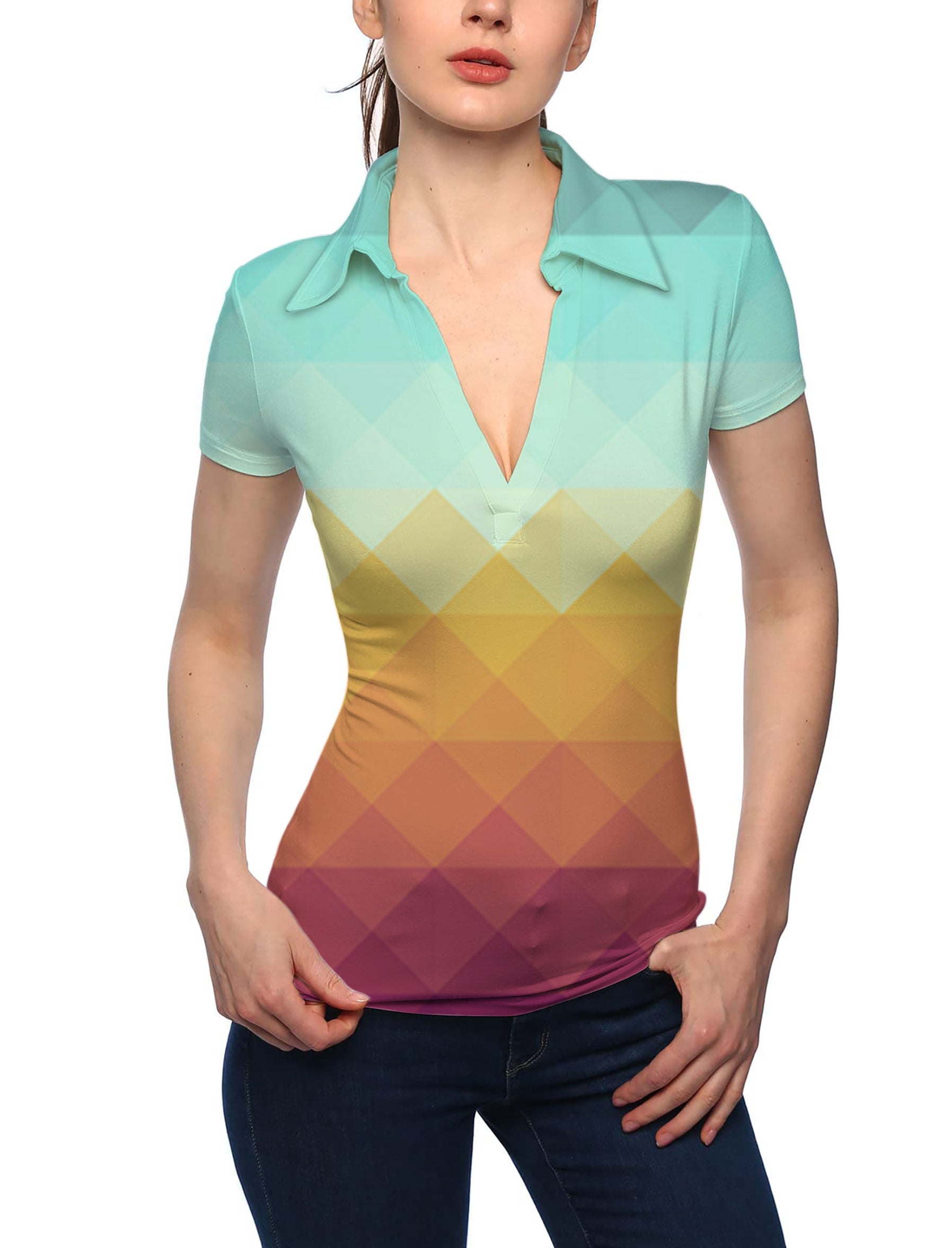 Women's Arizona Sunset V Neck Golf Polo