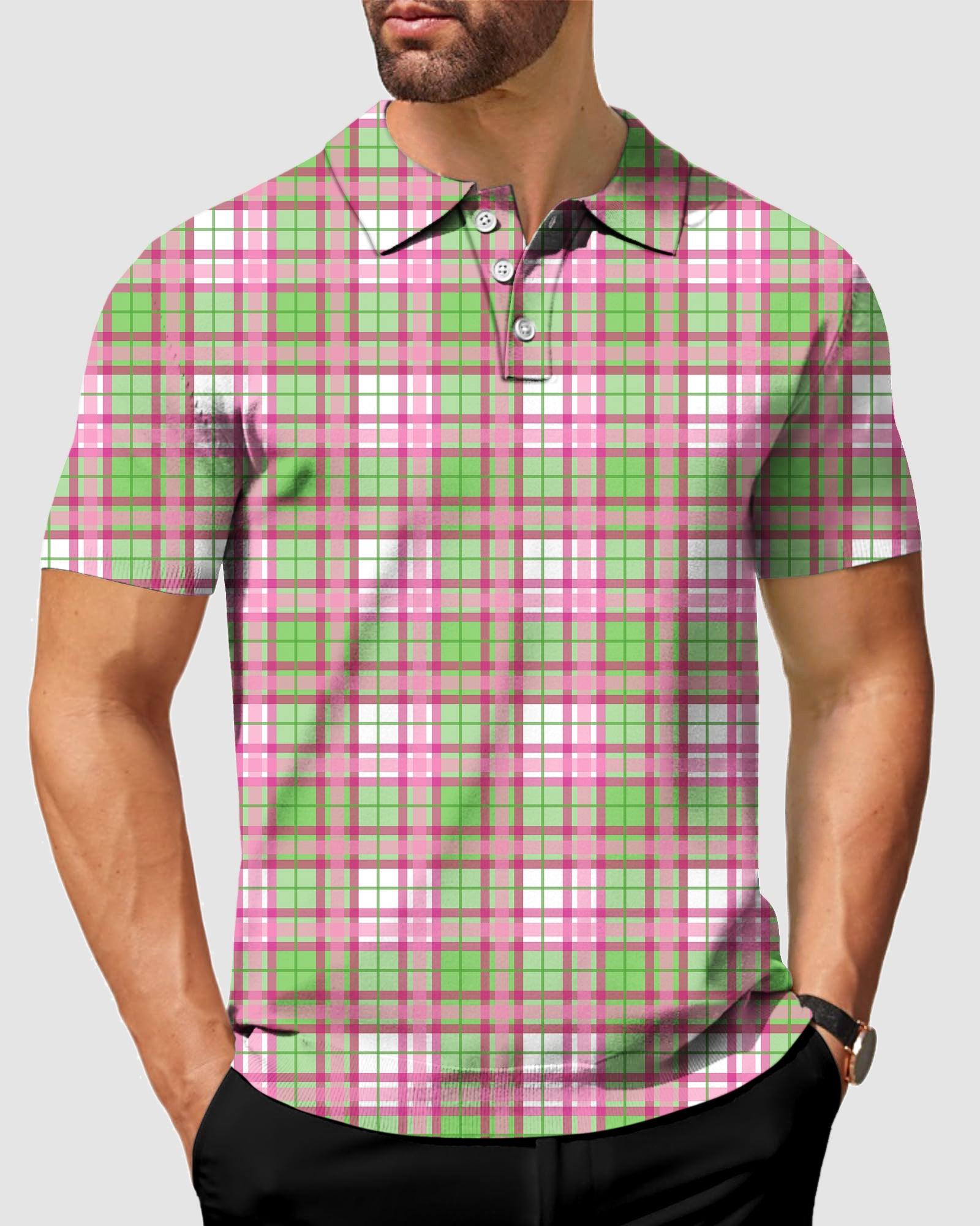 Men's grid golf polo