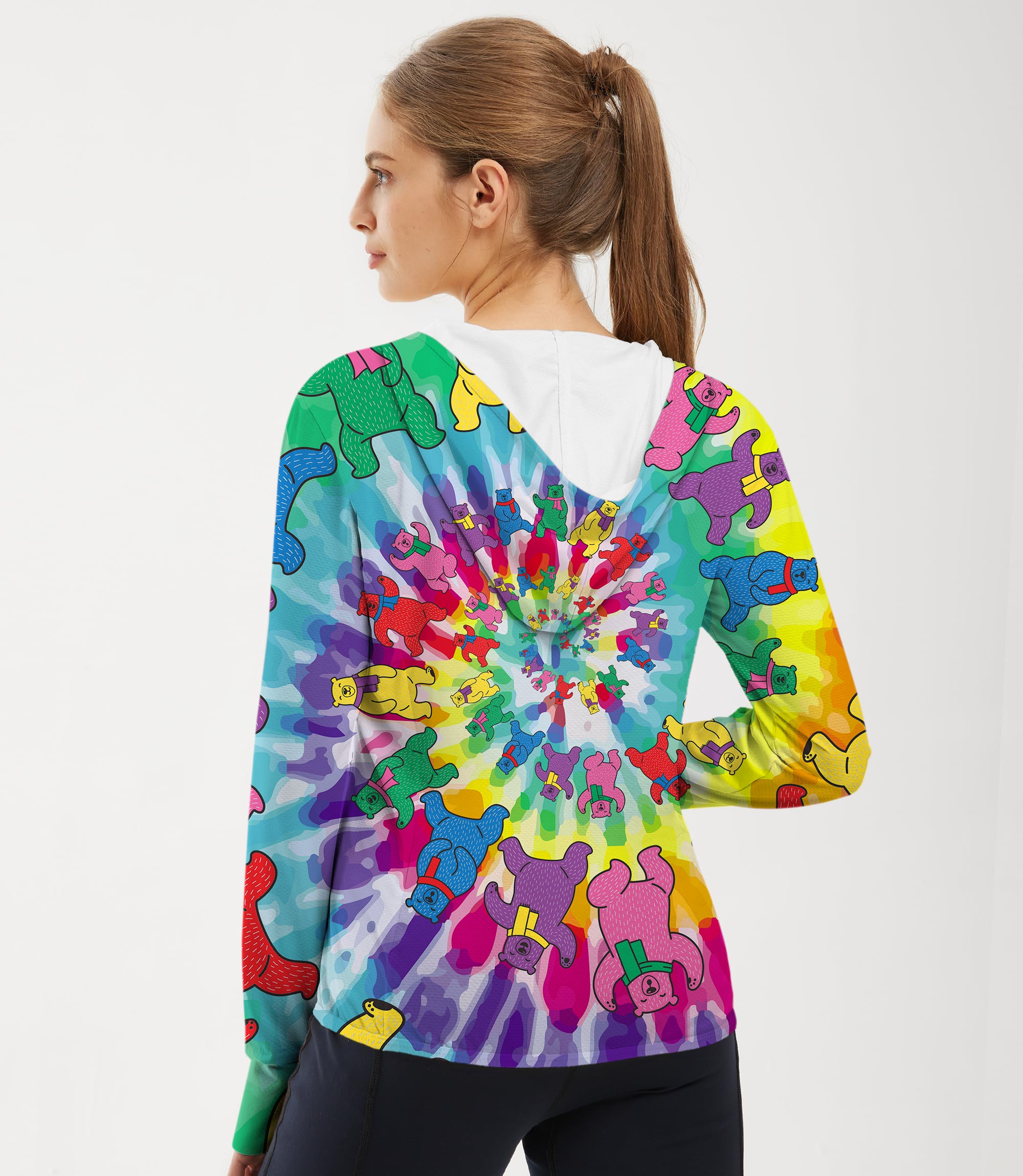 Women's Outdoor Kaleidoscope Bear Golf Sun Protection Slim Fit zip hoodies