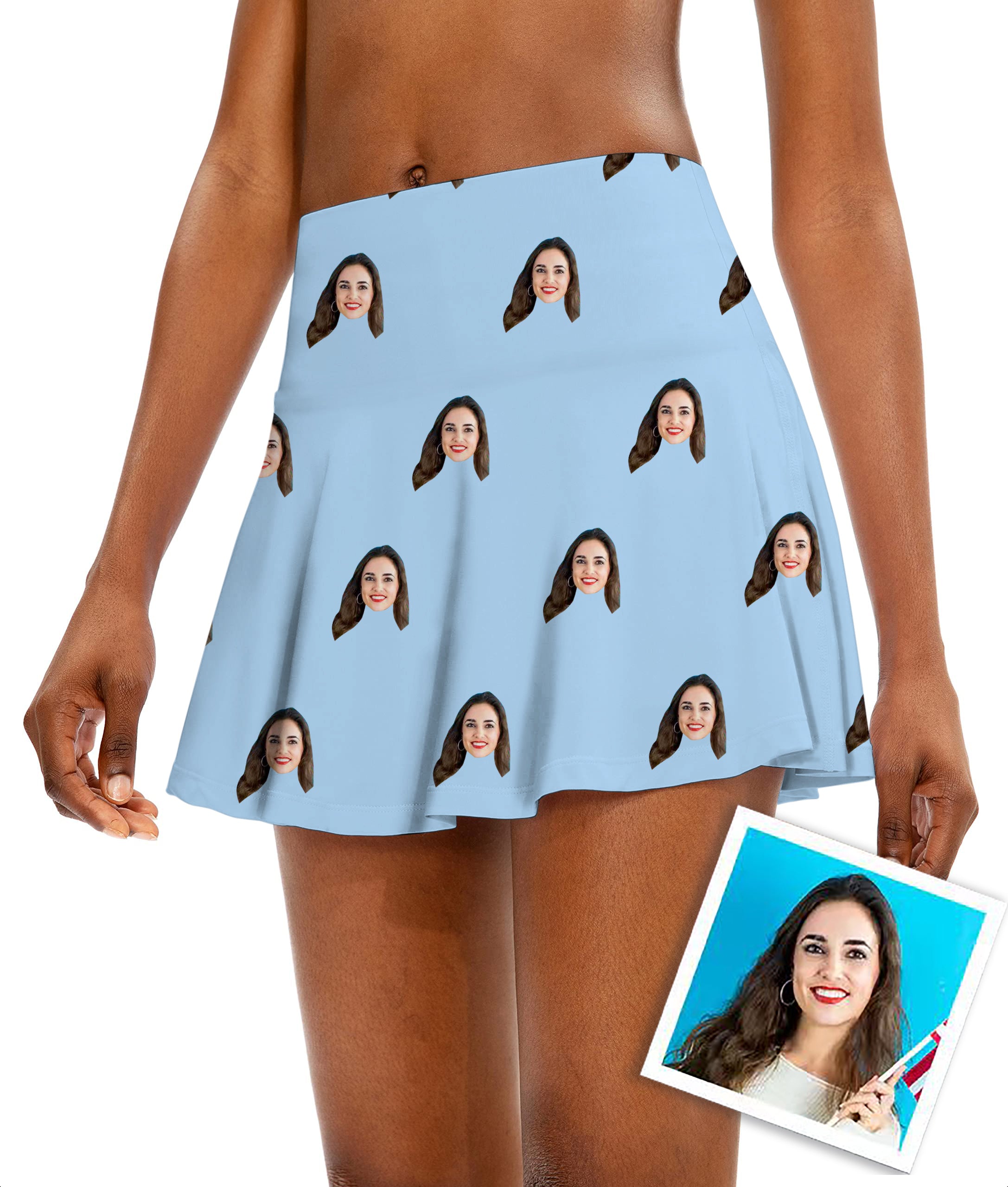 Custom Photo Funny Face Women's Athletic Golf Skorts Flared Skirts
