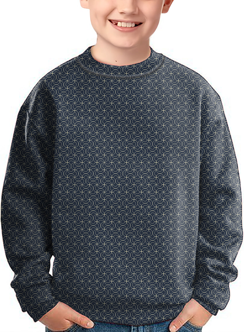 navy blue floral Crewneck Pullover Kids Ugly Sweater limited edition