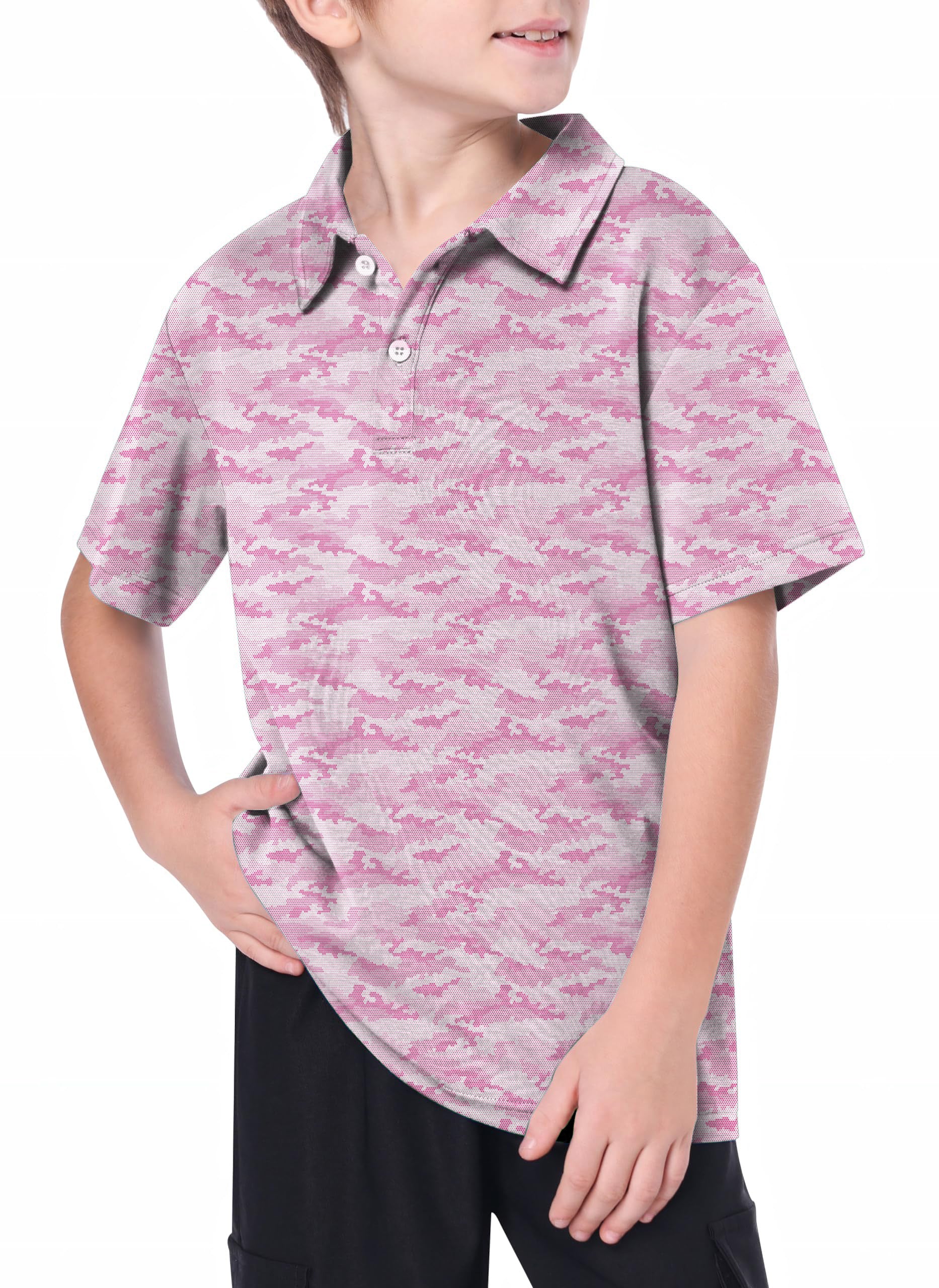 Youth PINK HEX CAMO Golf Polo