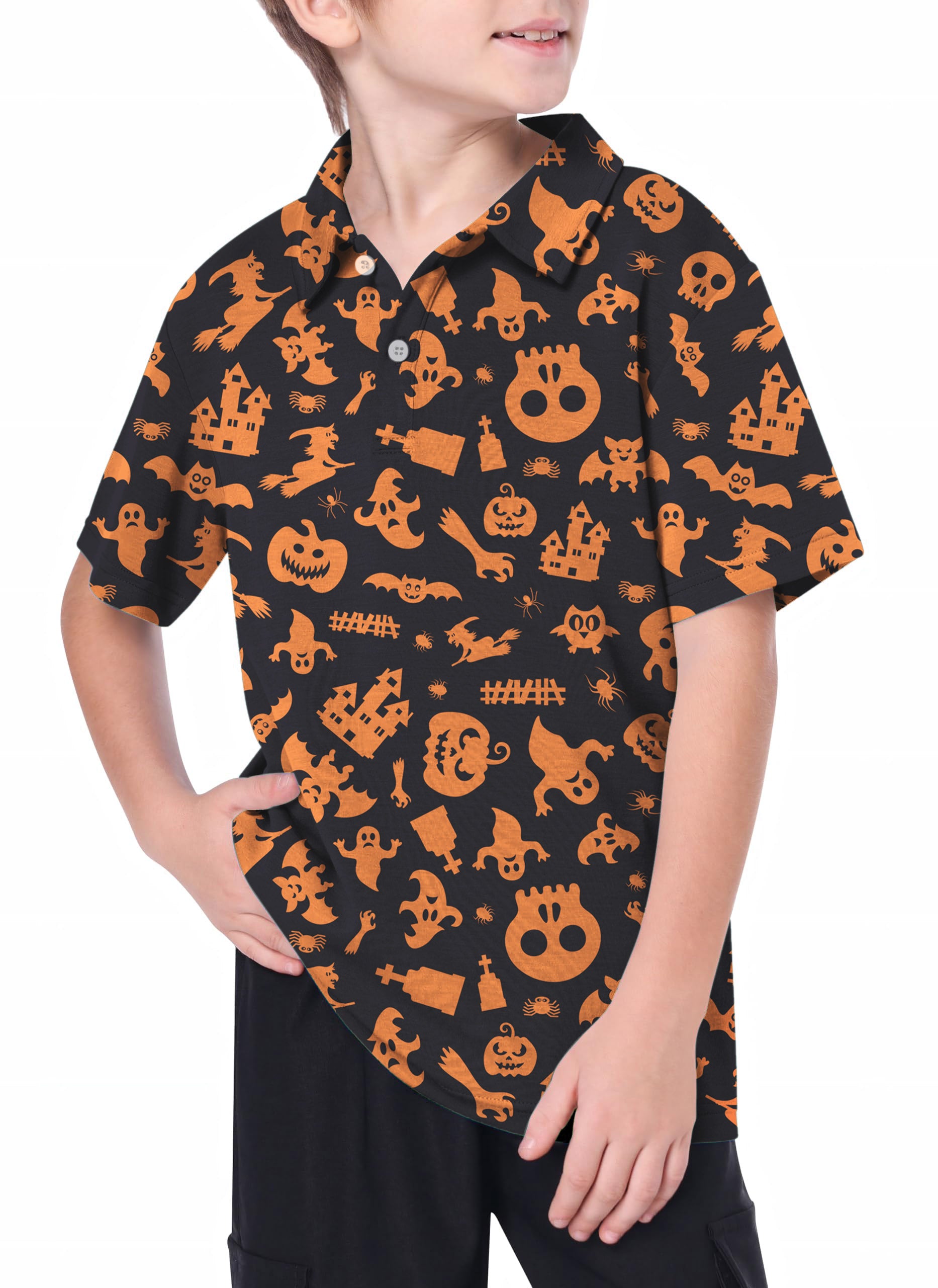 Youth Spooky Halloween Golf Polo