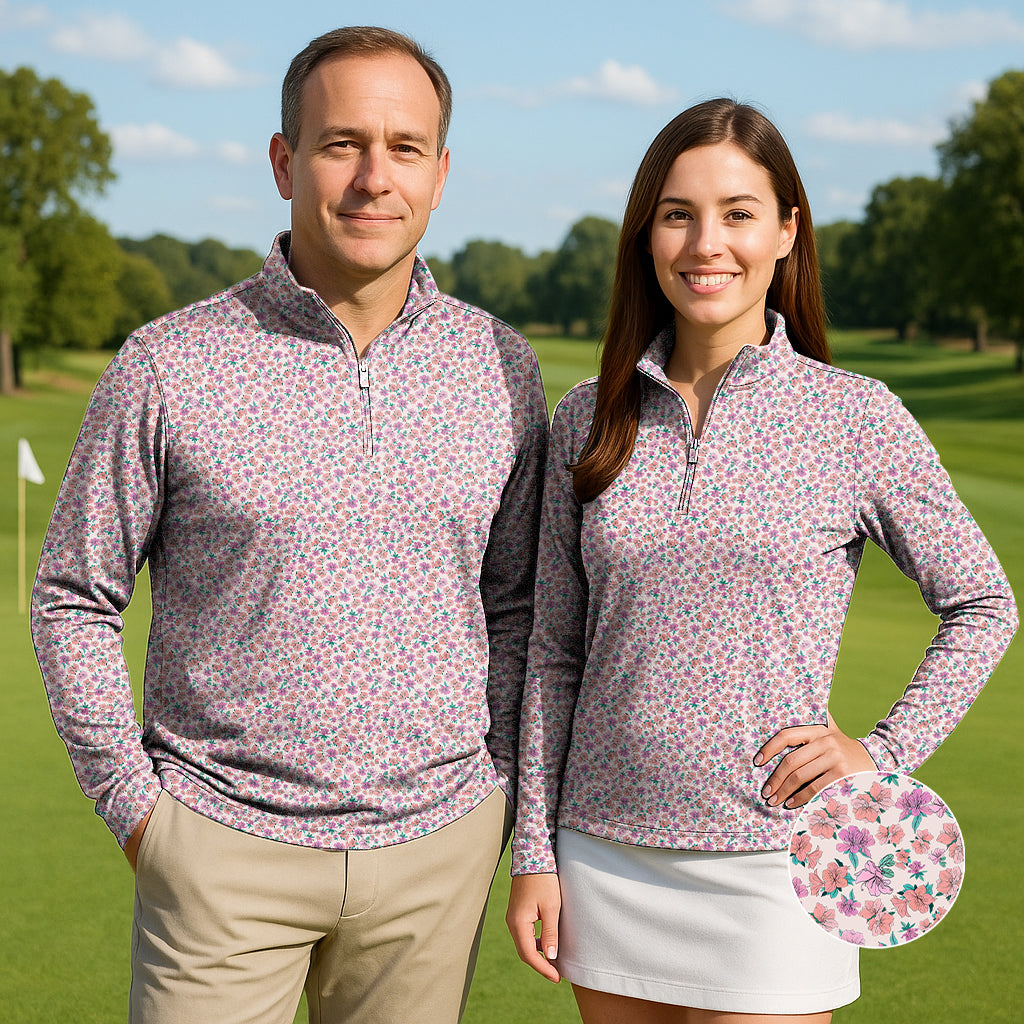 Flower World Couple Golf Active 3/4 Zipper Top Long Sleeves