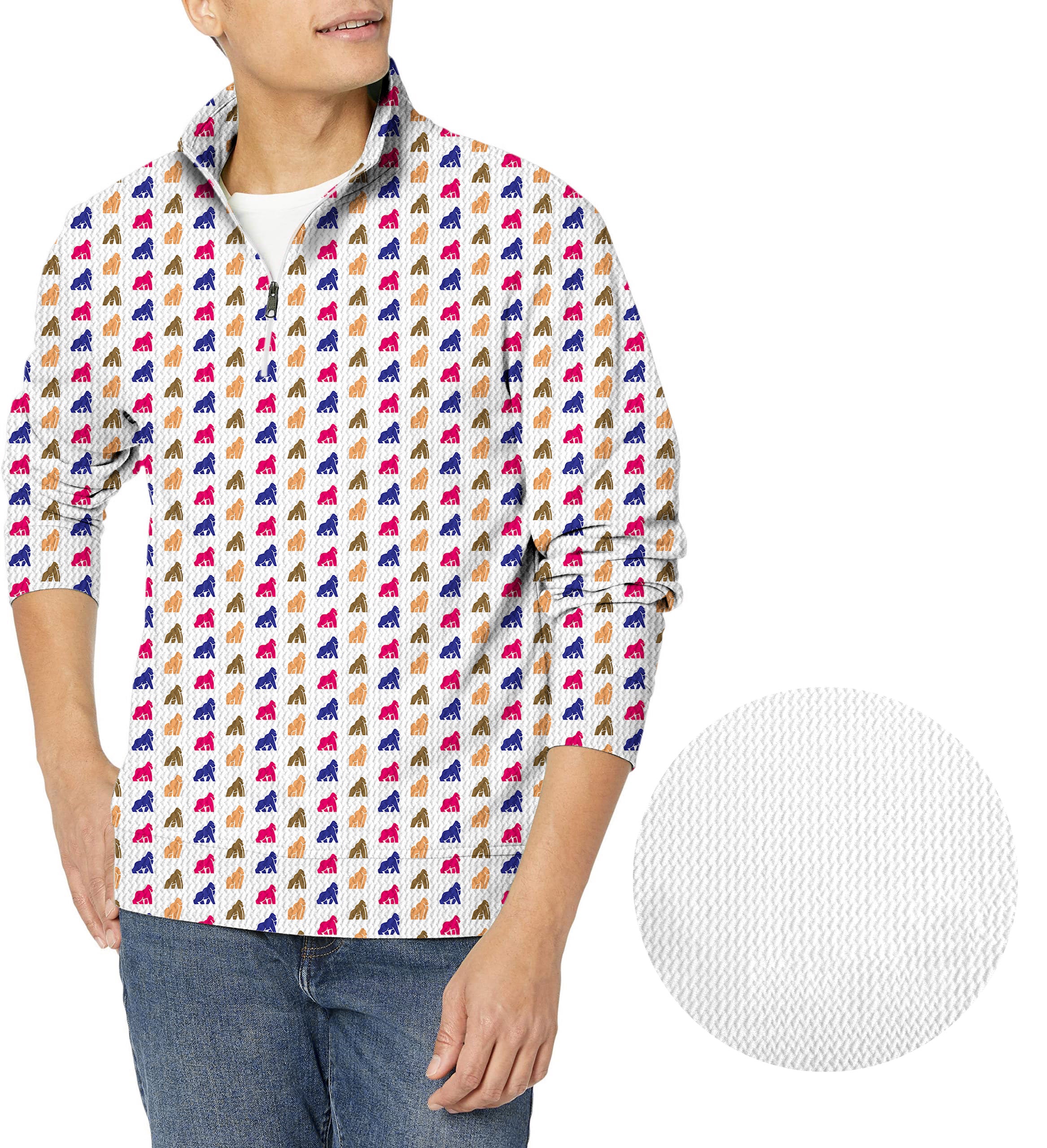 Gorillas-Men's Golf Waffle Zipper Pullover