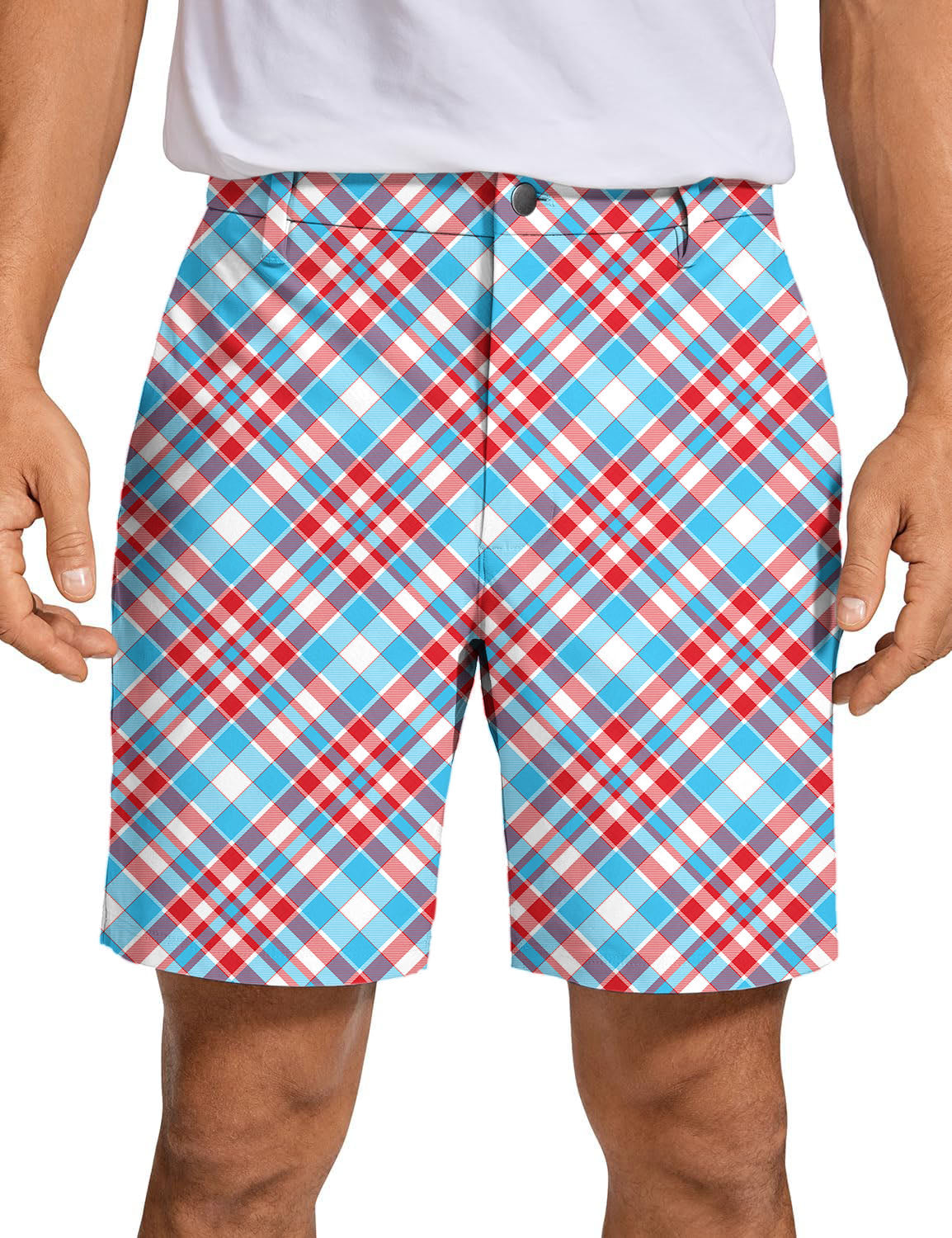 Men's Argyle red blue Golf Shorts