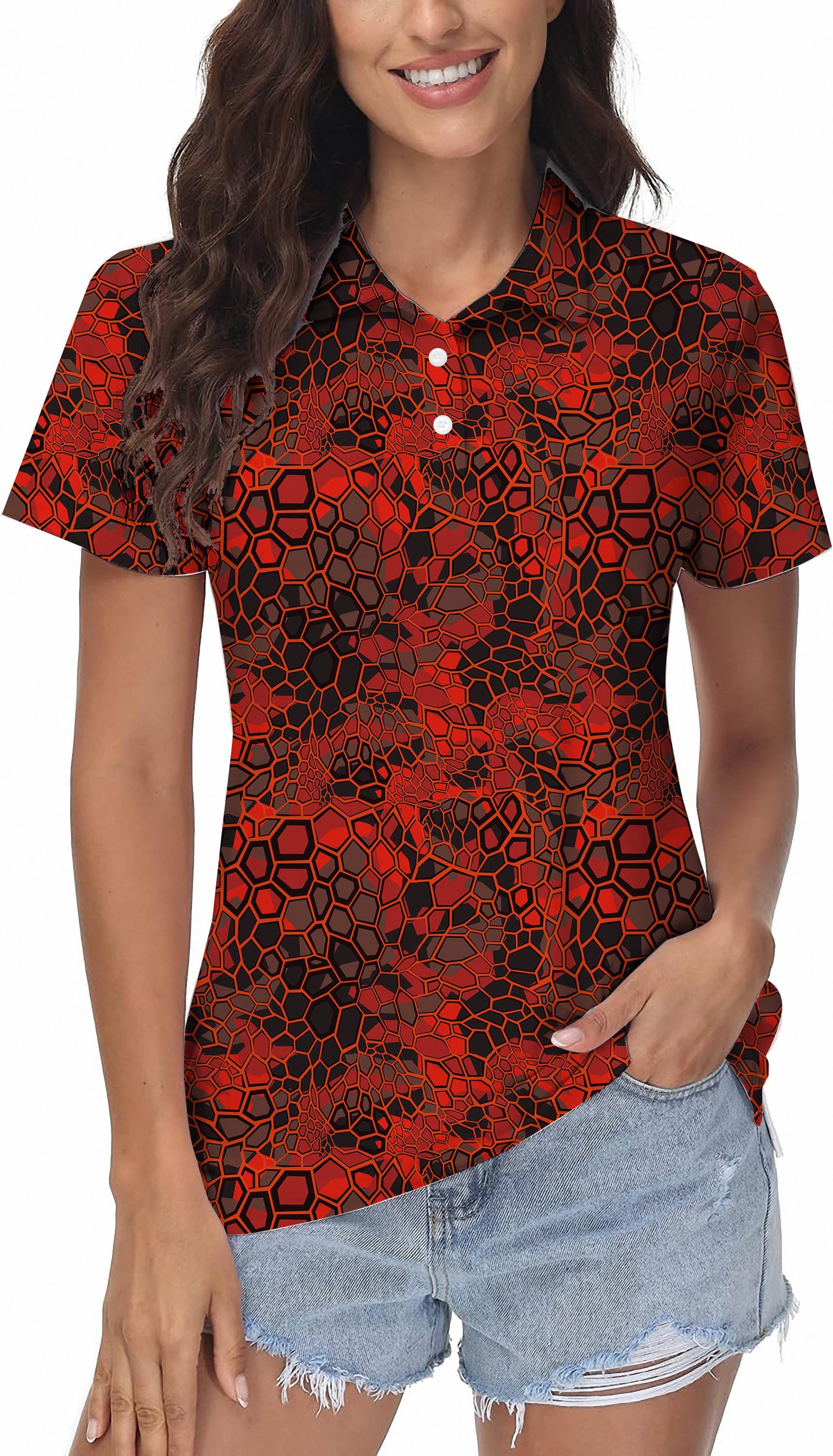 Women's Red Dragonscale Golf Polo