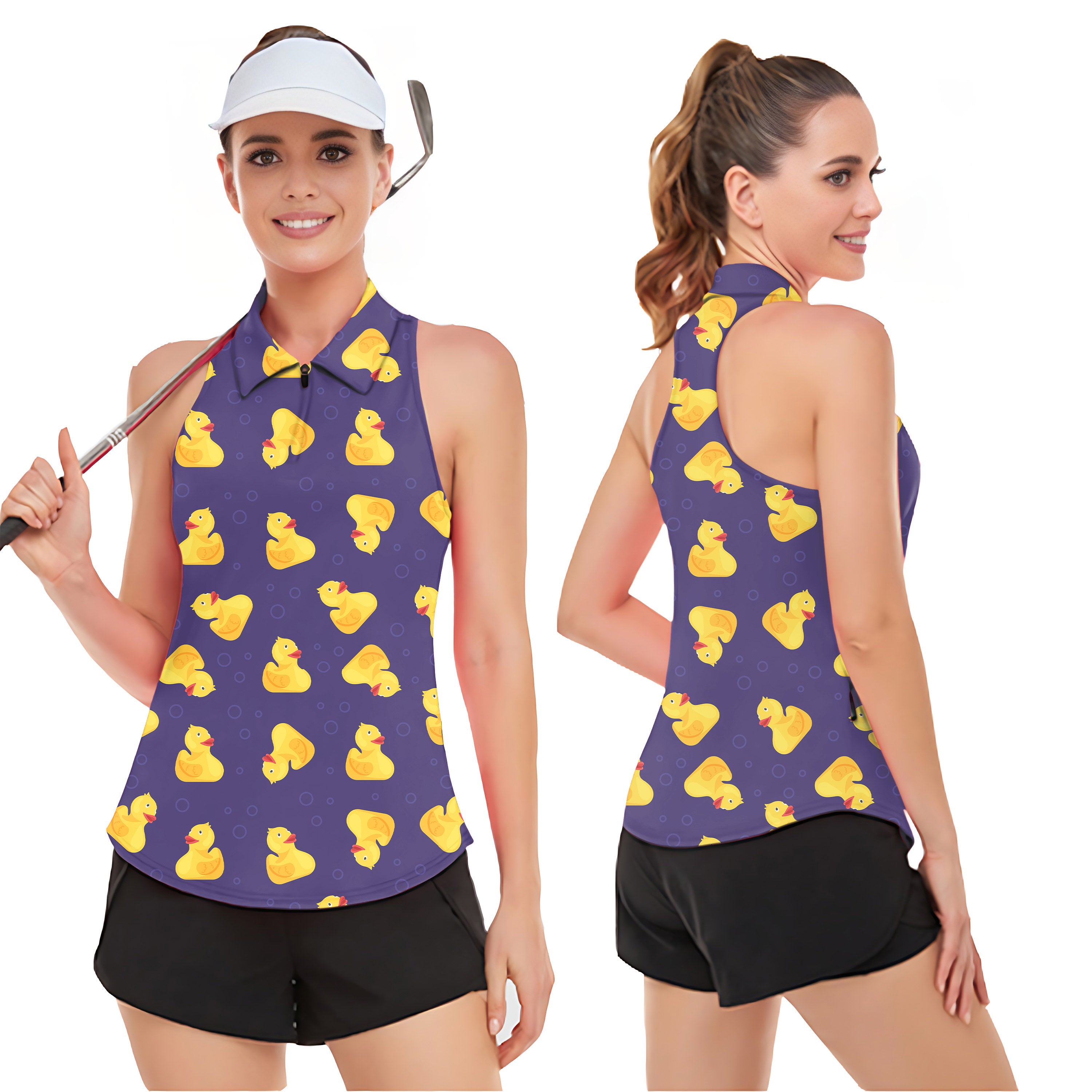 Yellow duck Women’s Sleeveless Golf Tank Top Shirt Polo