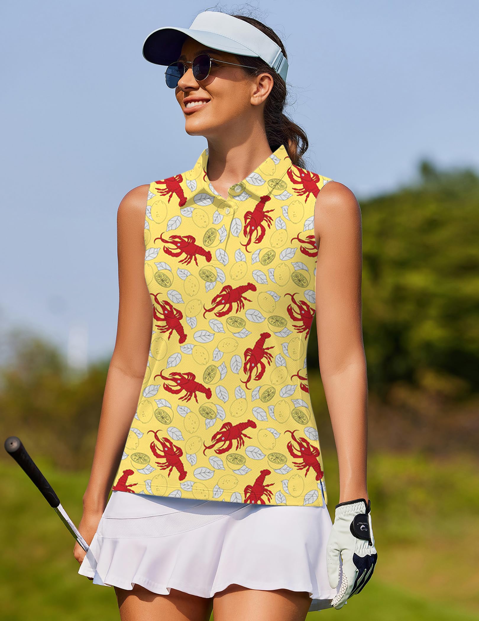 Yellow-Crawfish-Lemon Women's golf Sleeveless shirt